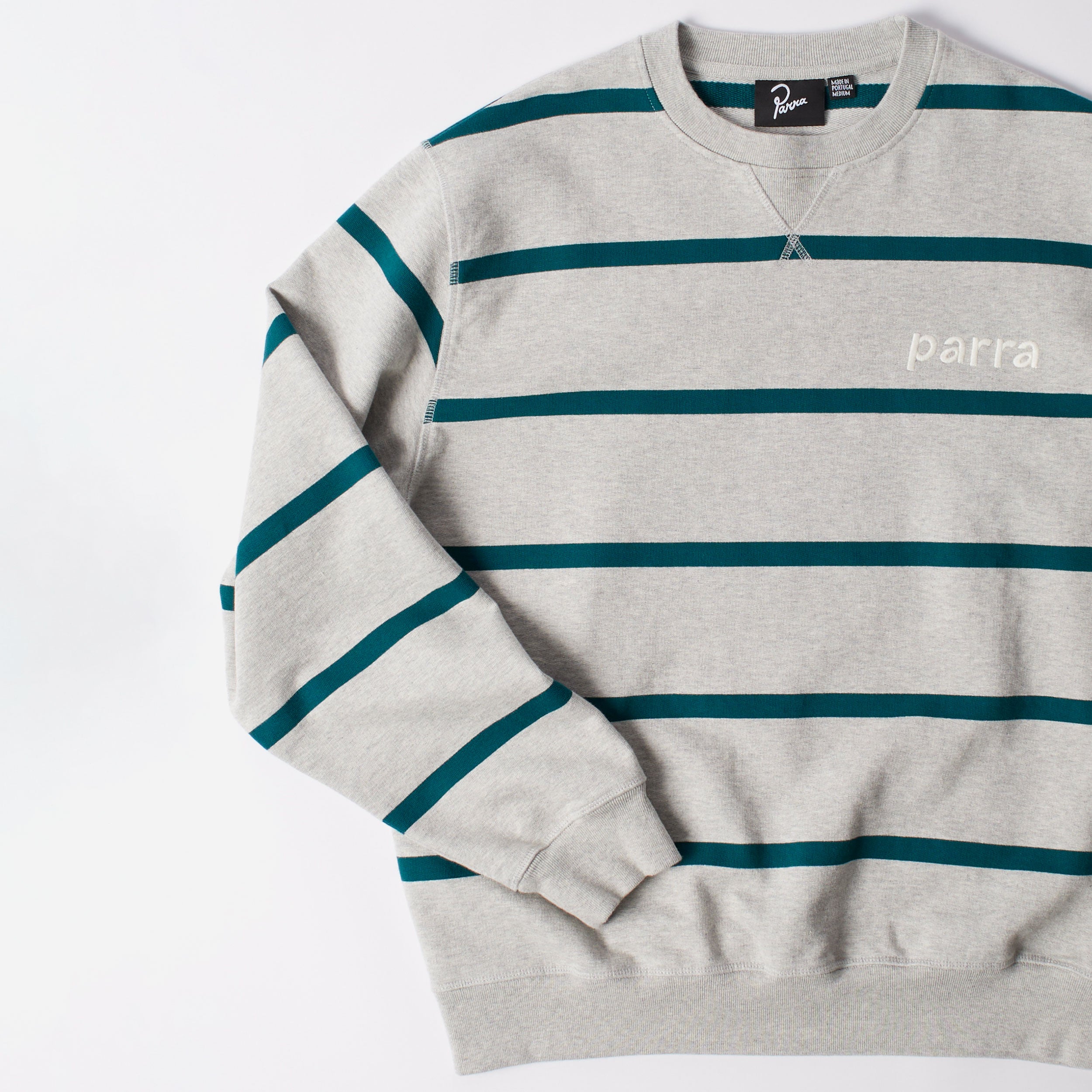 Parra - Pristine Striper Crew neck Sweatshirt - Heather Grey