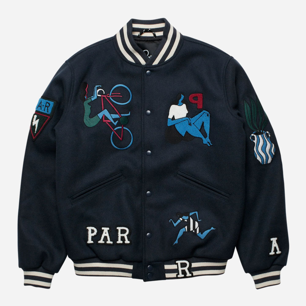 PARRA - RUN SIT & BIKE VARSITY JACKET - Navy Blue