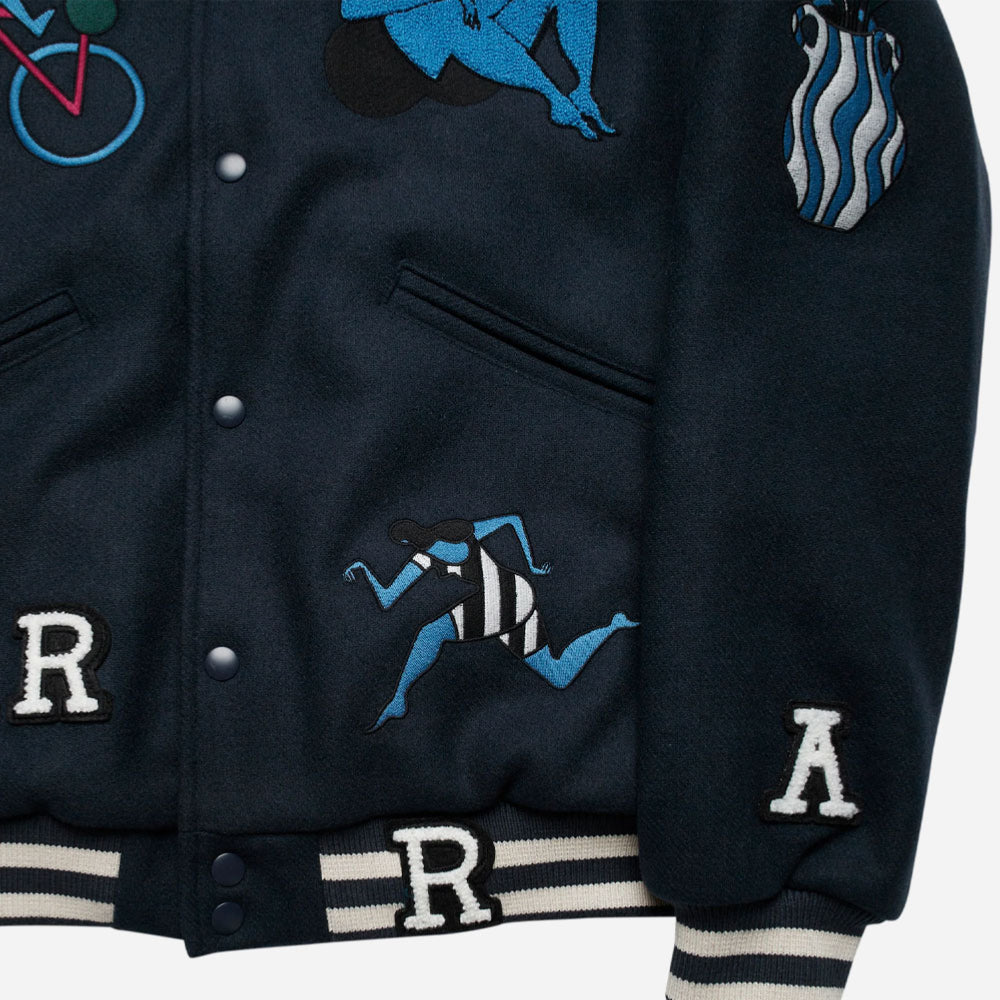 PARRA - RUN SIT & BIKE VARSITY JACKET - Navy Blue