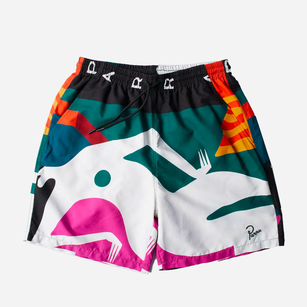 PARRA -  BEACHED IN WHITE SWIM SHORTS -  Multi
