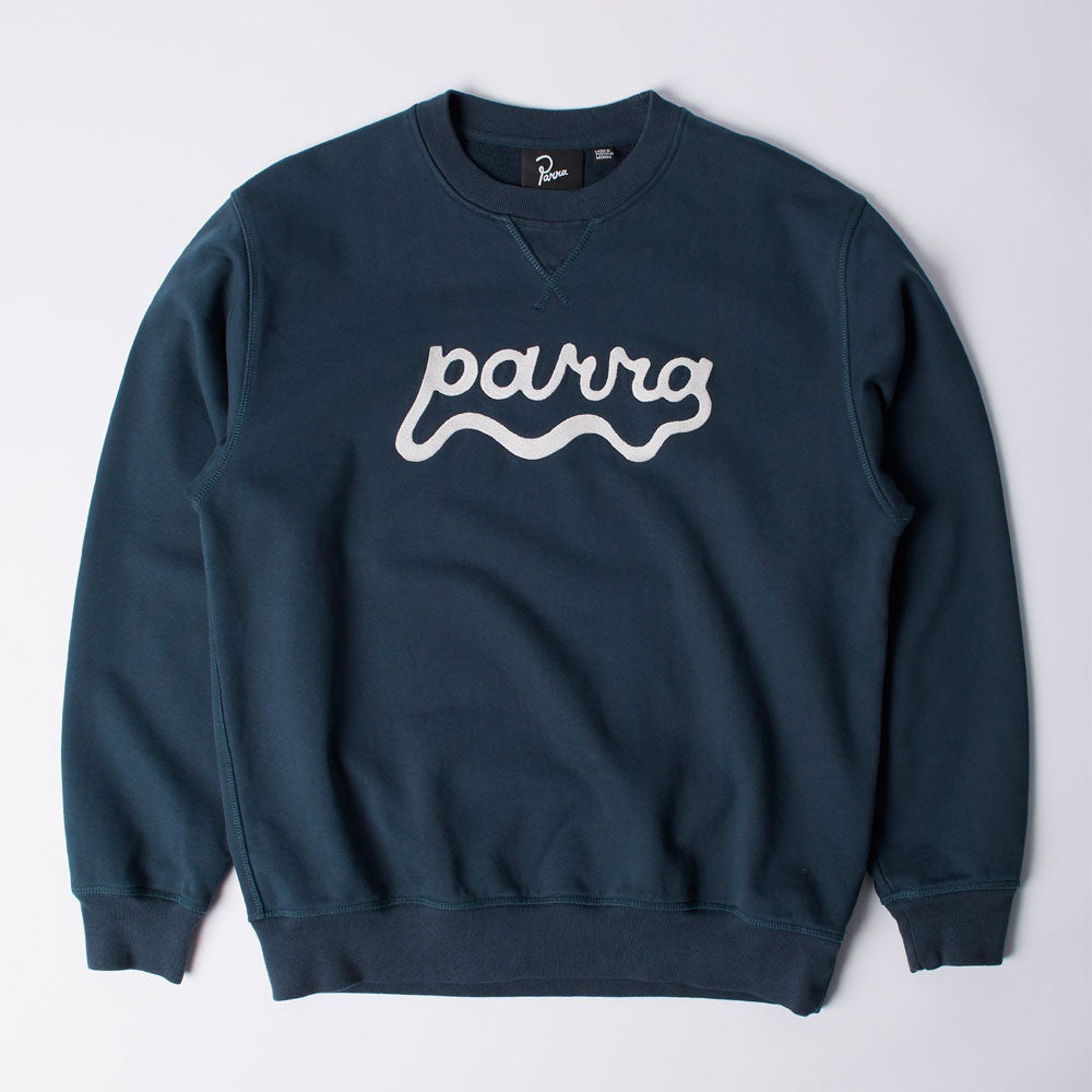 PARRA - WATER WAVE LOGO CREW NECK SWEATSHIRT - Navy Blue