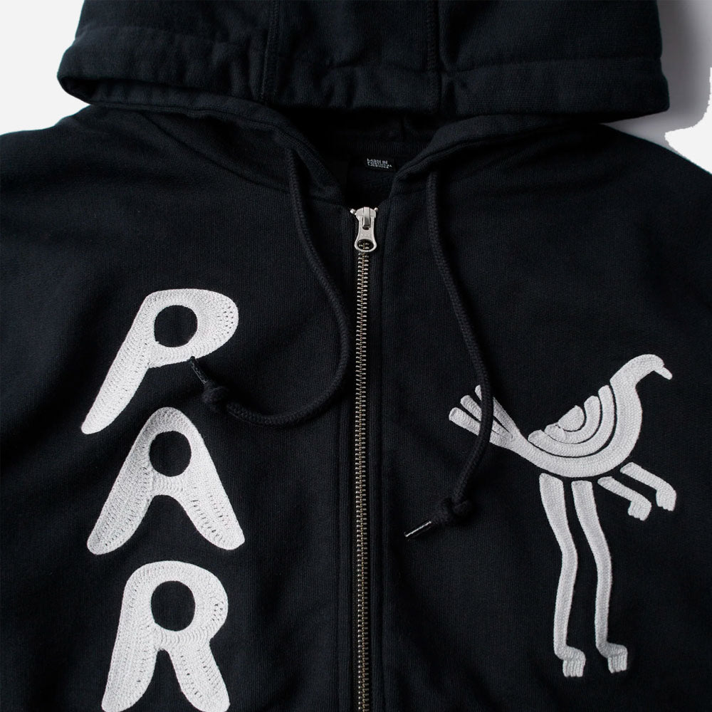 PARRA - ZIPPED PIGEON HOODED SWEATSHIRT - Black