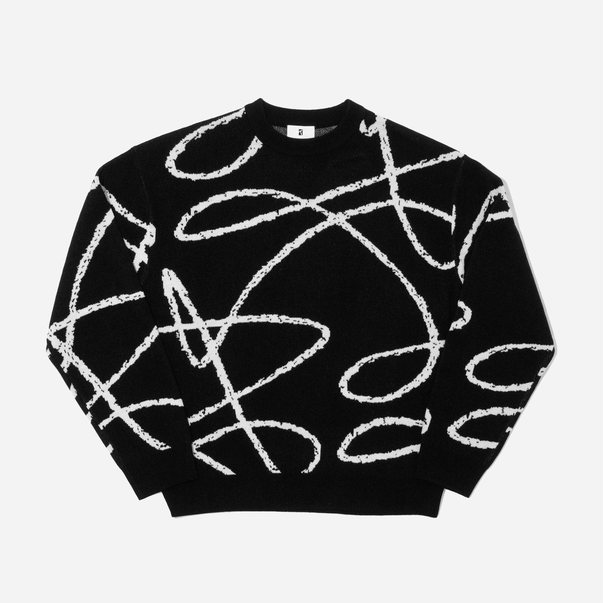 Poetic Collective - Doodle Jacquard Knit Crewneck - Black