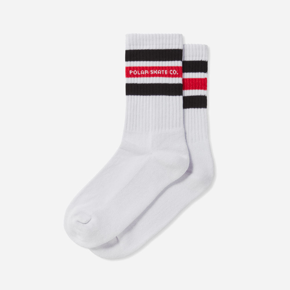 Polar - Fat Stripe Socks - White Black Red