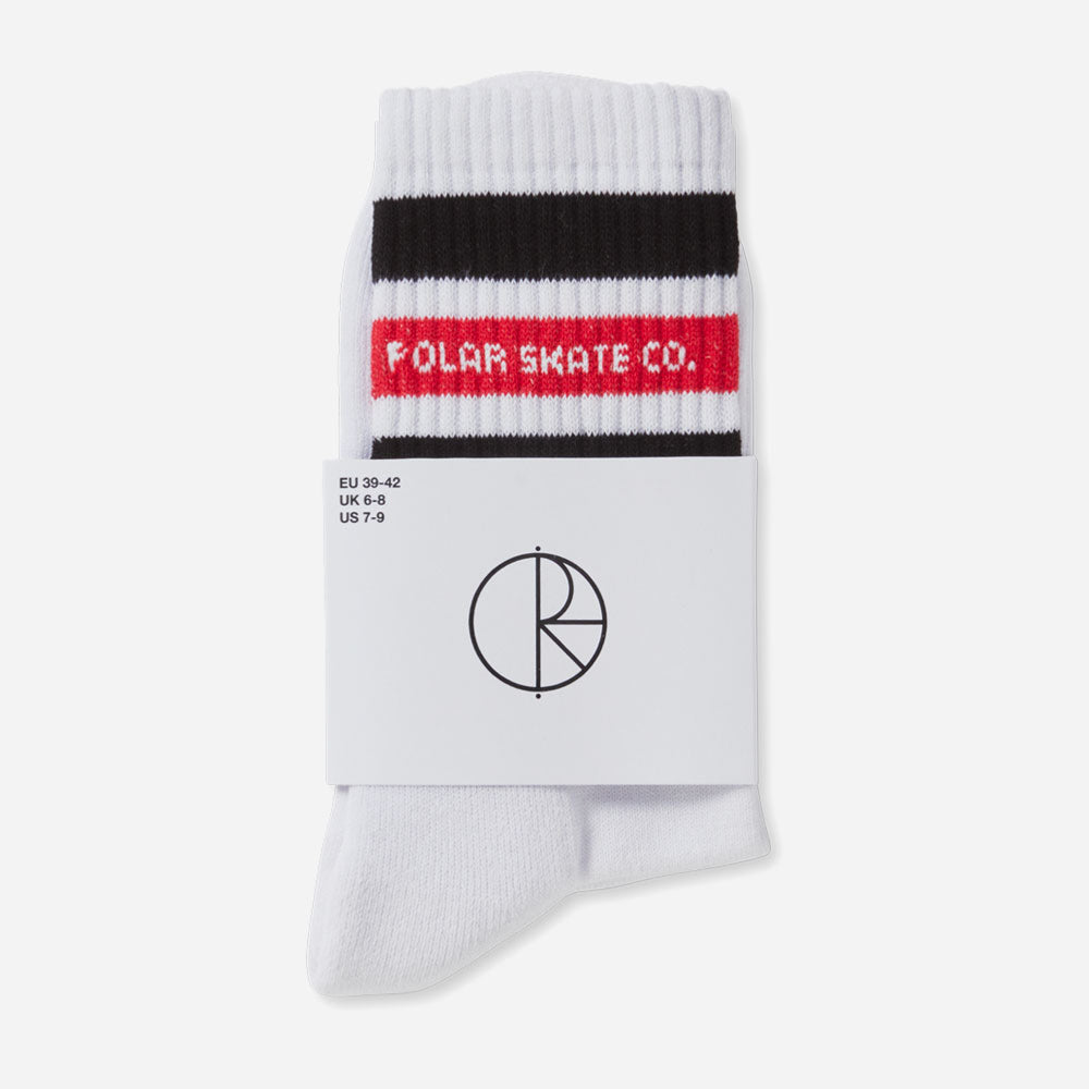 Polar - Fat Stripe Socks - White Black Red