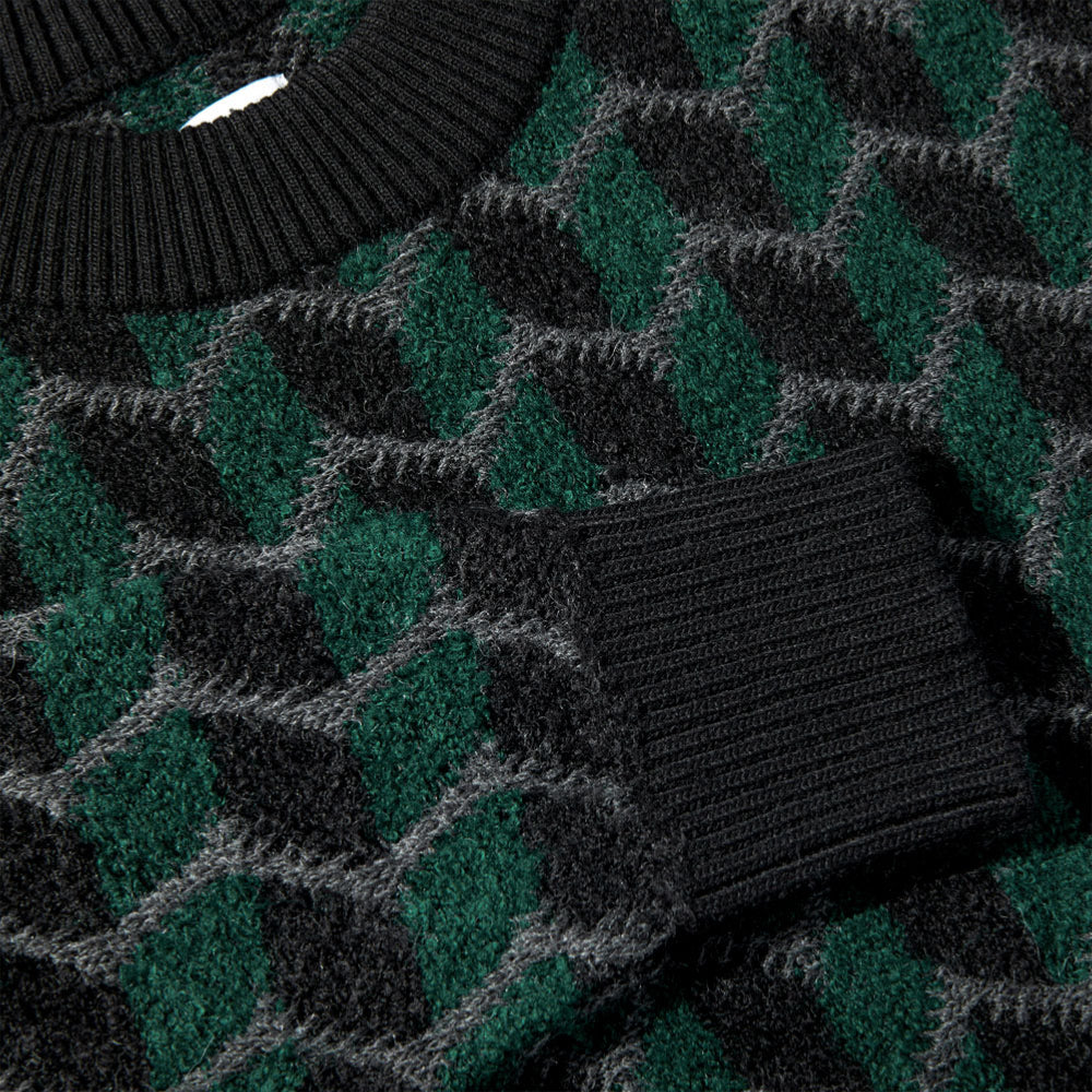 POLAR SKATE Co.- ZIG ZAG KNIT SWEATER  - BLACK DARK TEAL