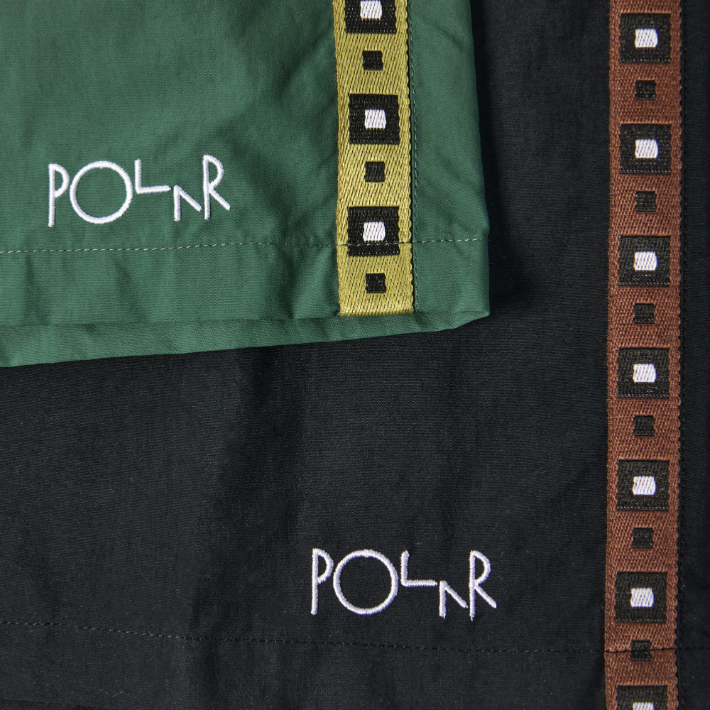 Polar - Square Stripe Swim Shorts - Black - Brown