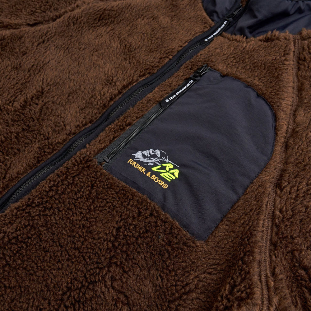 RAVE SKATEBOARDS - FB SHERPA FLEECE HOODIE - Dark Brown