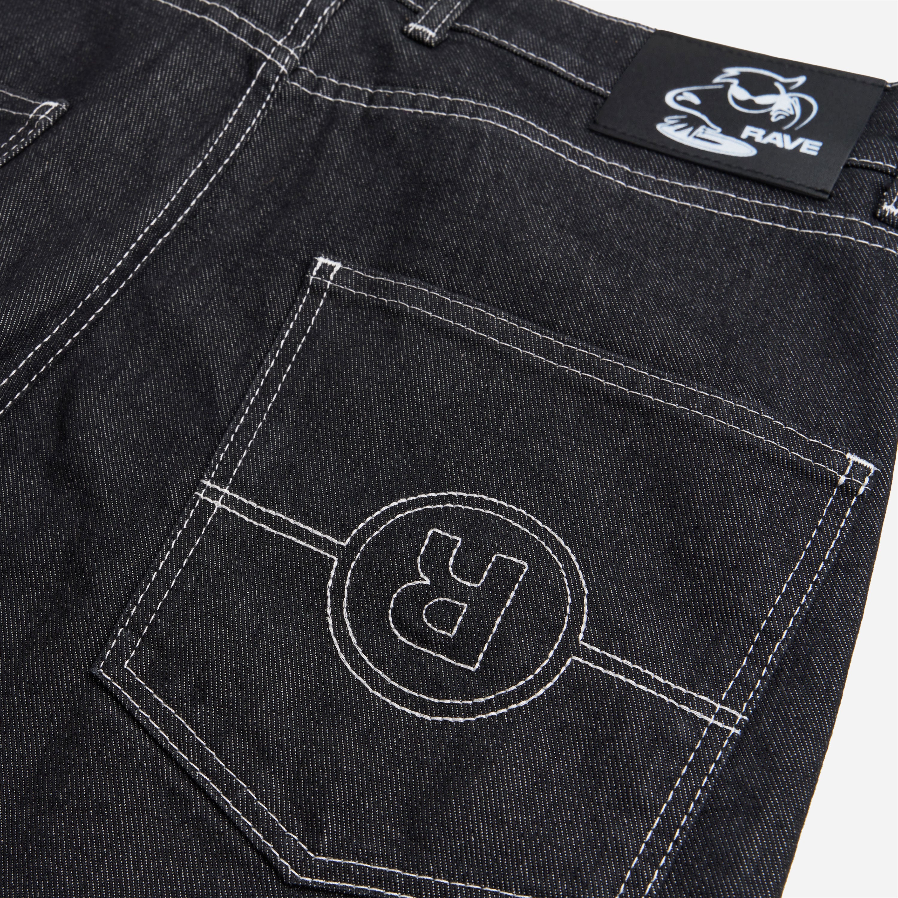 RAVE SKATEBOARDS - GROS DENIM PANT-  Black Raw