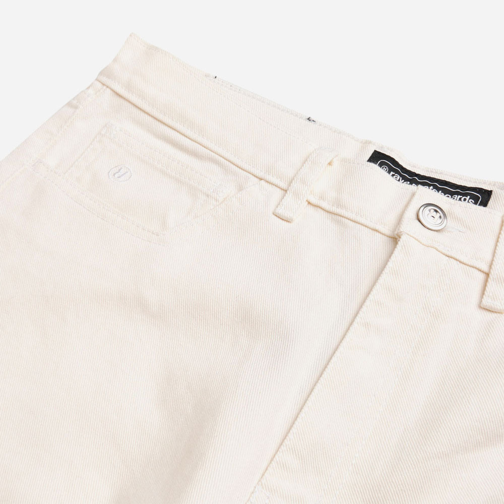 Rave skateboards - big denim pant- white