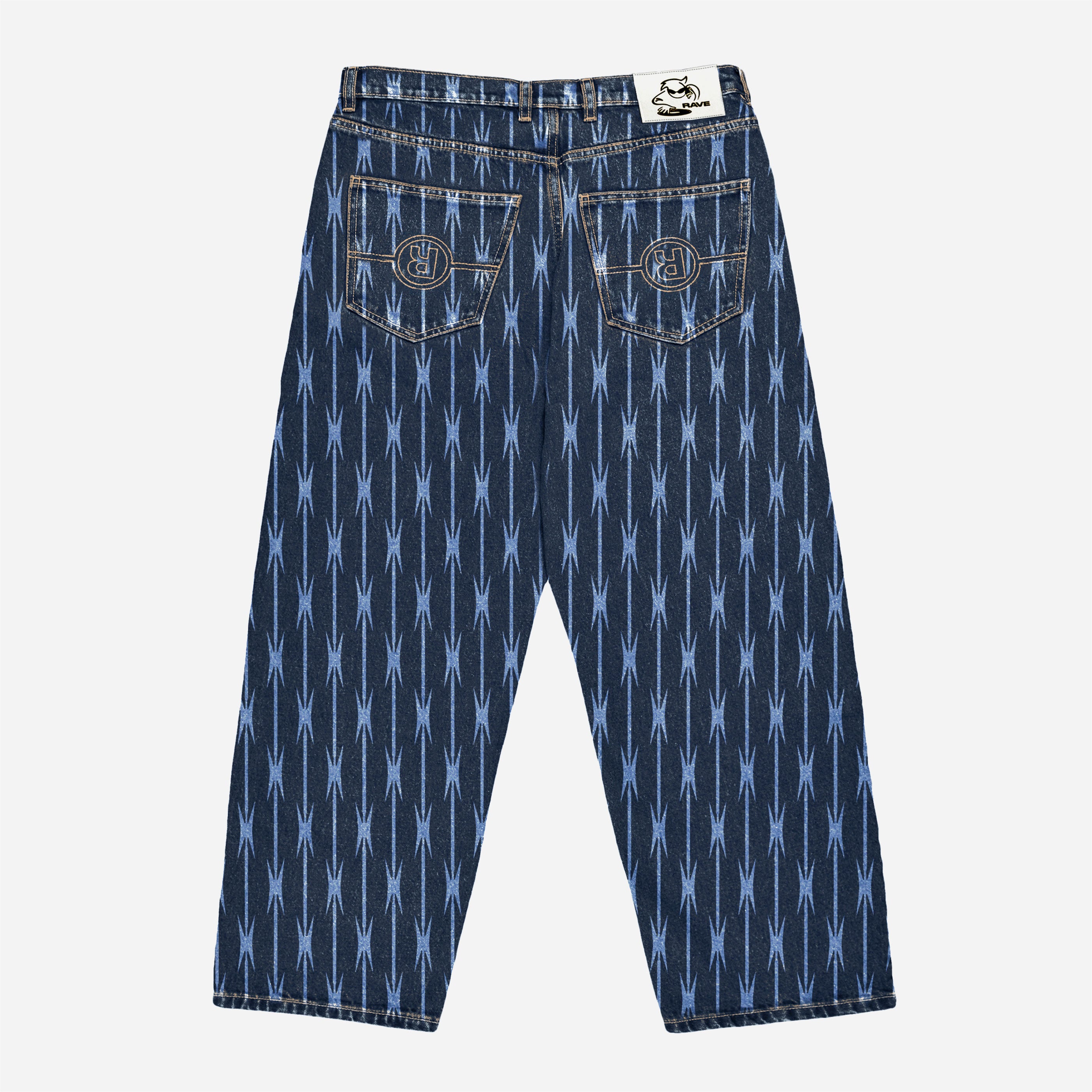 RAVE SKATEBOARDS - TRES GROS DENIM PANT-  Blue Raw / Laser