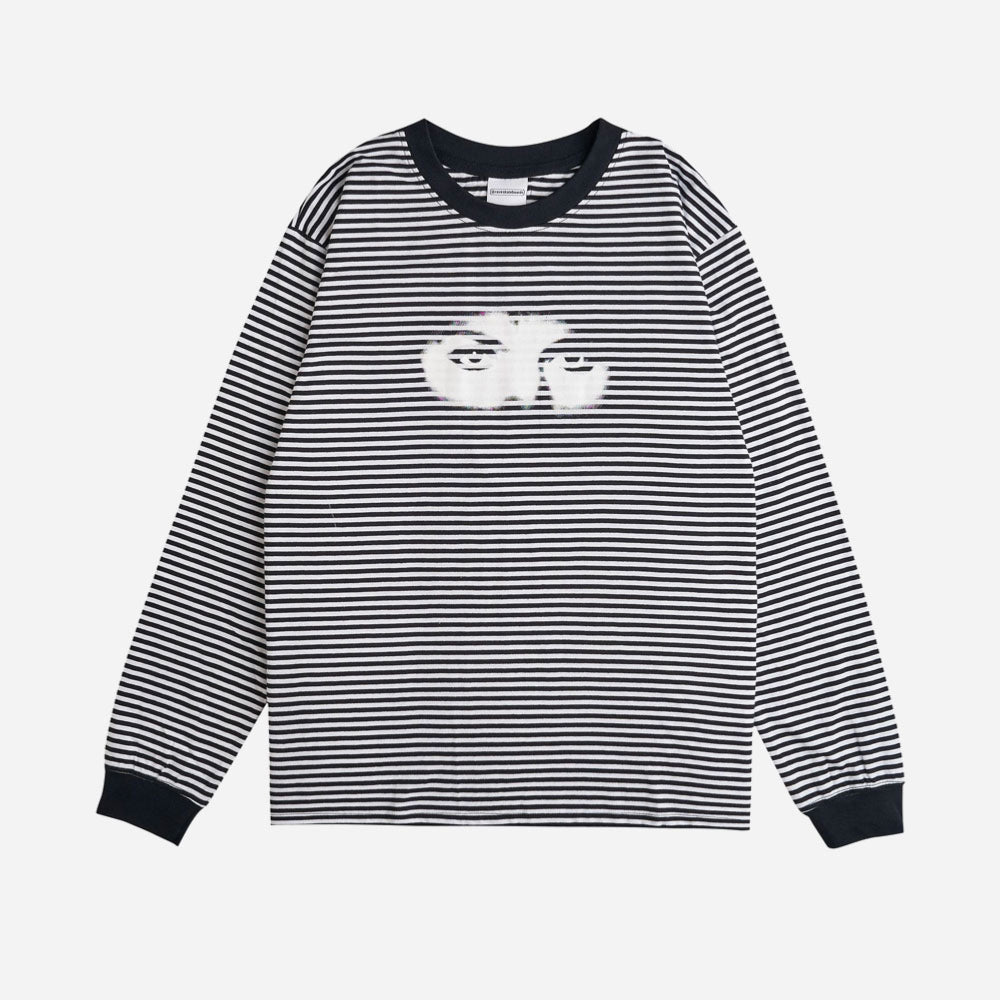 Rave skateboards - eyez ls t -shirt - black white striped