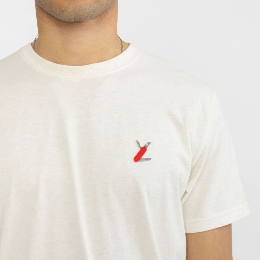 REVOLUTION - REGULAR T-SHIRT SWISS KNIFE  - Offwhite Melange