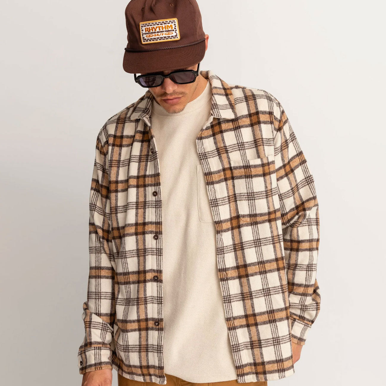 RHYTHM - ALBERT CHECK LS SHIRT - Natural