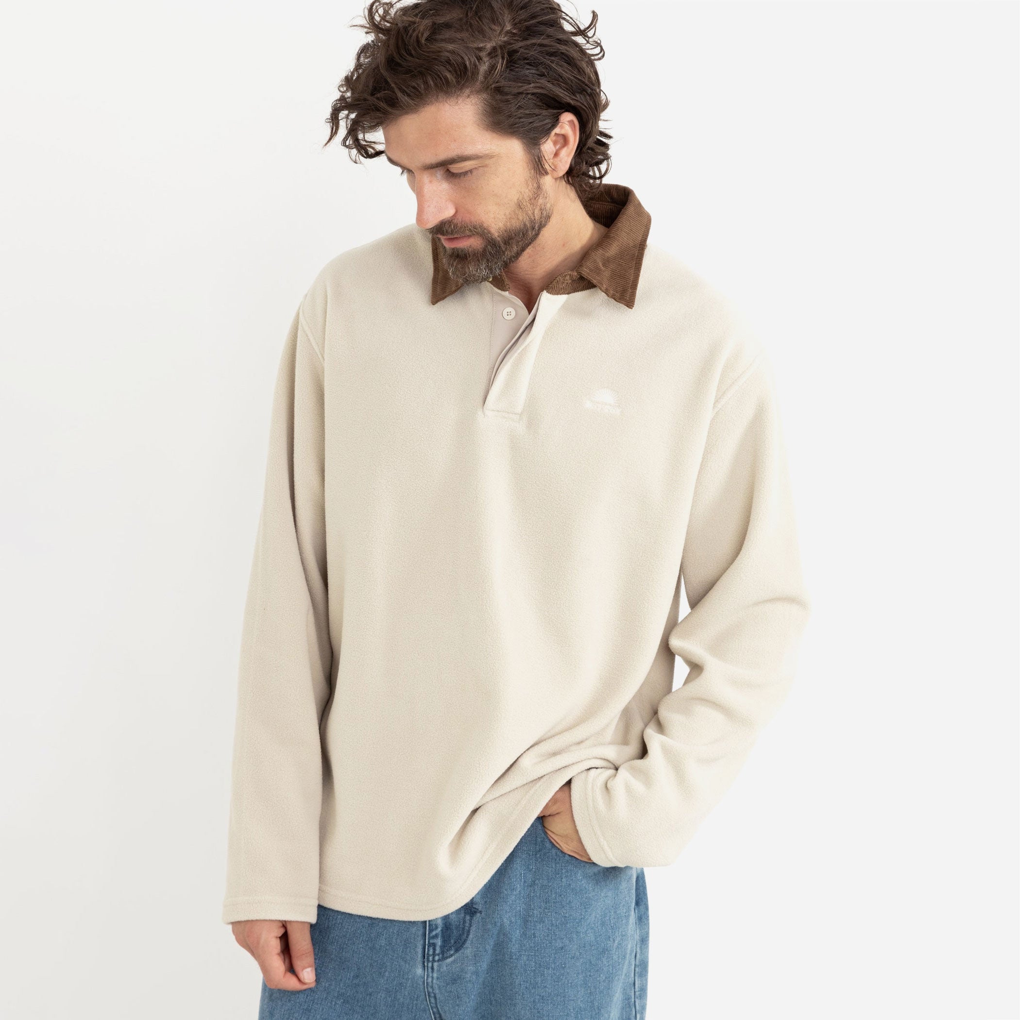 Rhythm - Awake Polar Fleece Polo - Natural