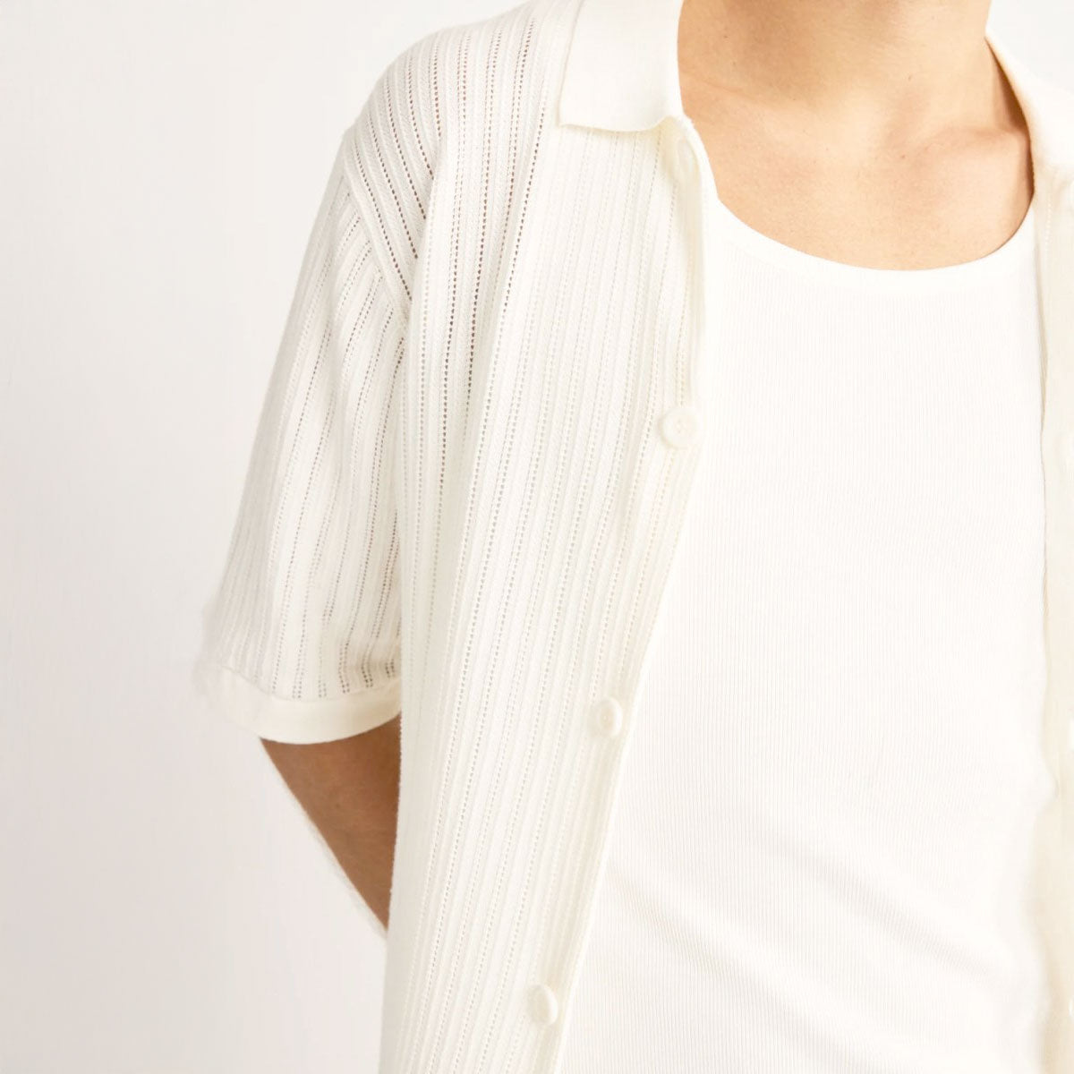 Rhythm - Knit Button Down Polo - Natural