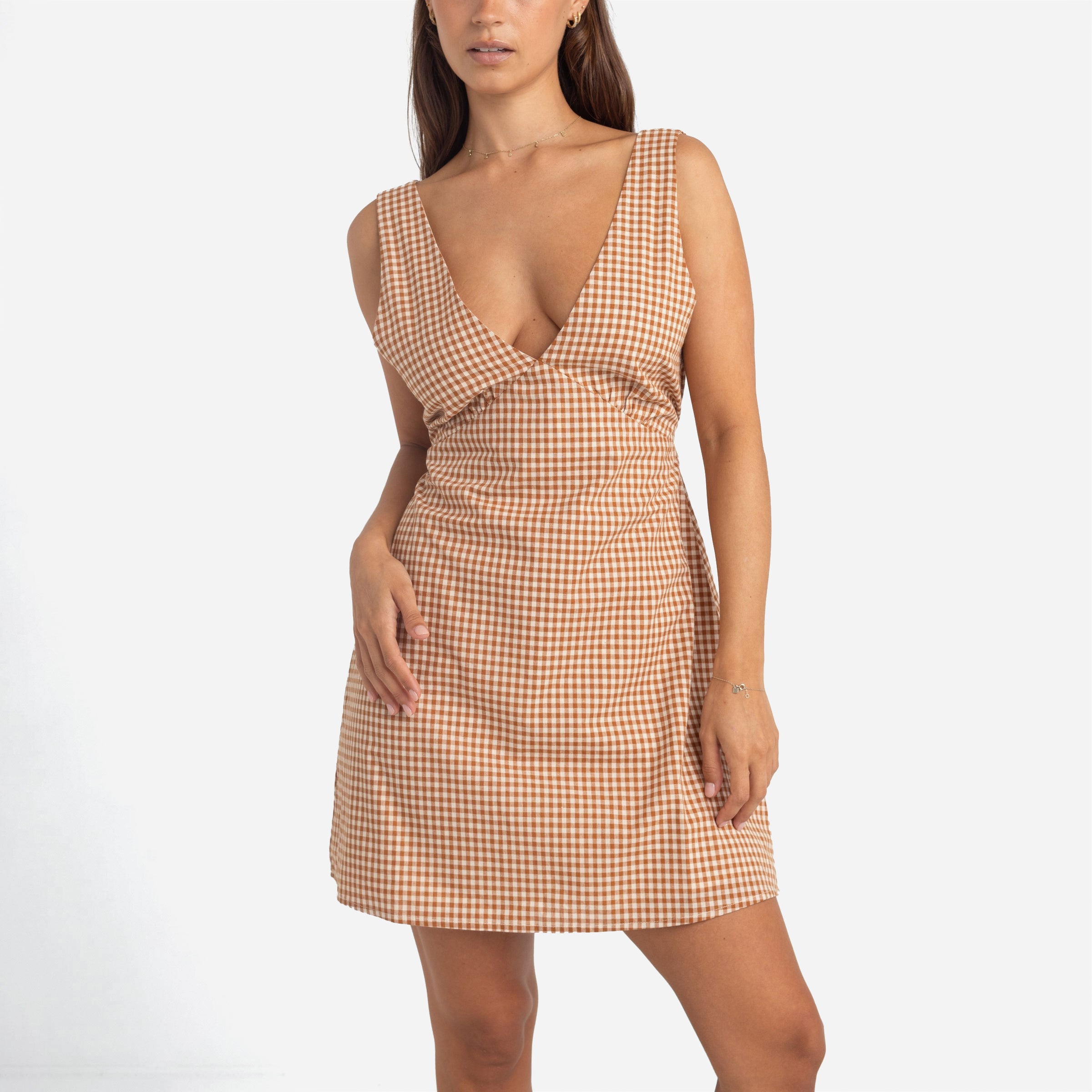 Rhythm - Lola Check Mini Dress - Dusty Pink