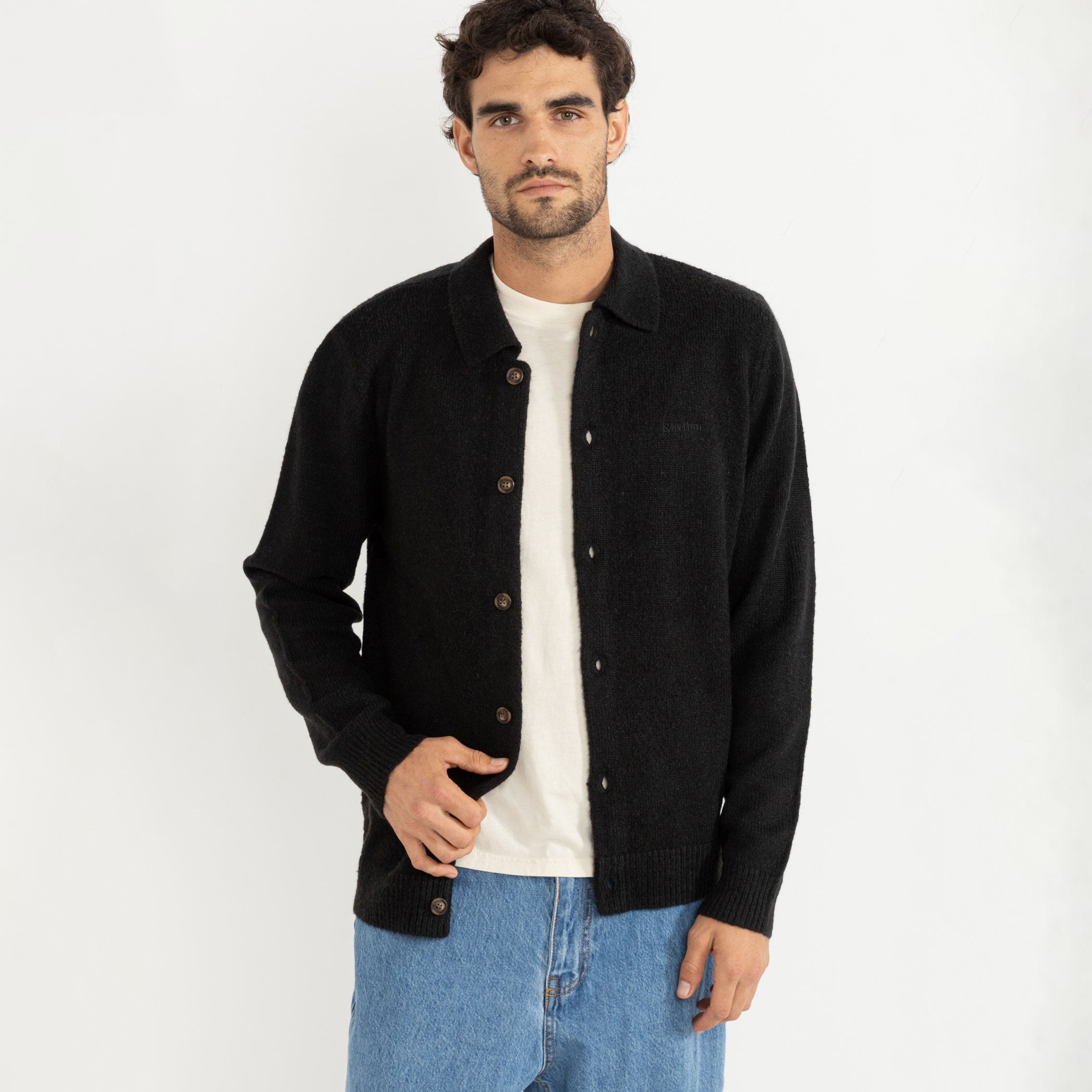 Rhythm - Mohair Button Up Knit - Black