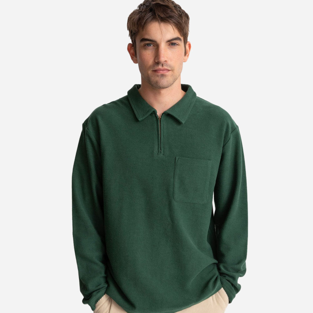 RHYTHM - REVERSE TERRY QUARTER ZIP - Pine