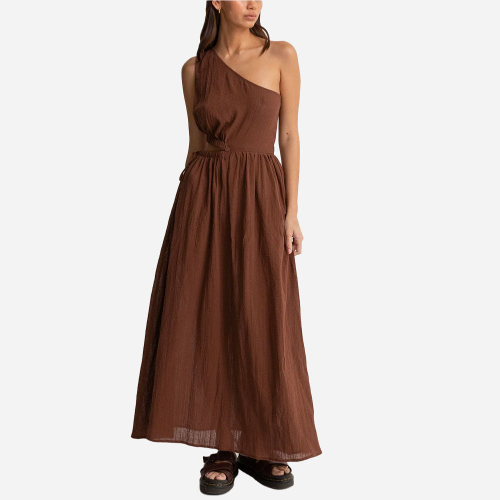 RHYTHM - TYLER ONE SHOULDER MAXI DRESS - Chocolate