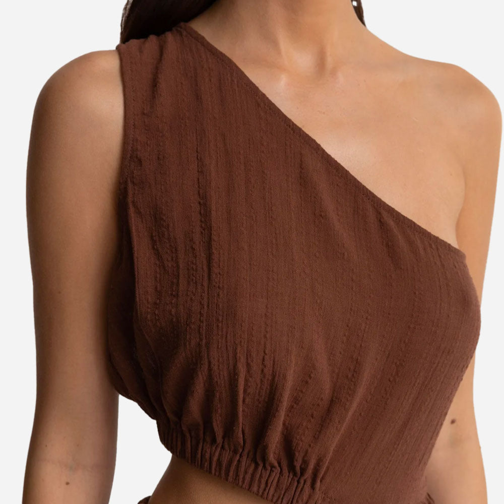 RHYTHM - TYLER ONE SHOULDER MAXI DRESS - Chocolate