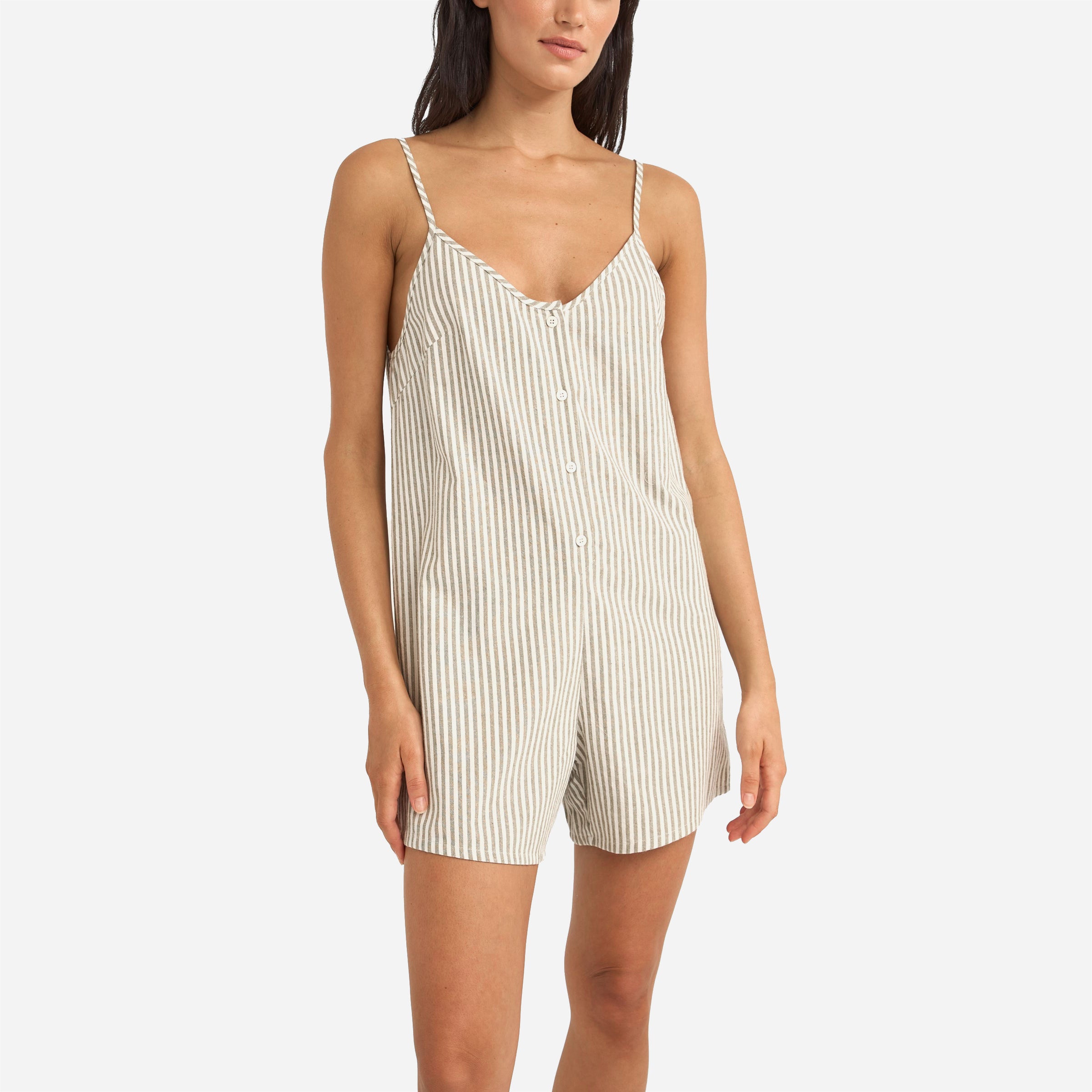 Rhythm - Valley Stripe Adjustable Romper - Ivy
