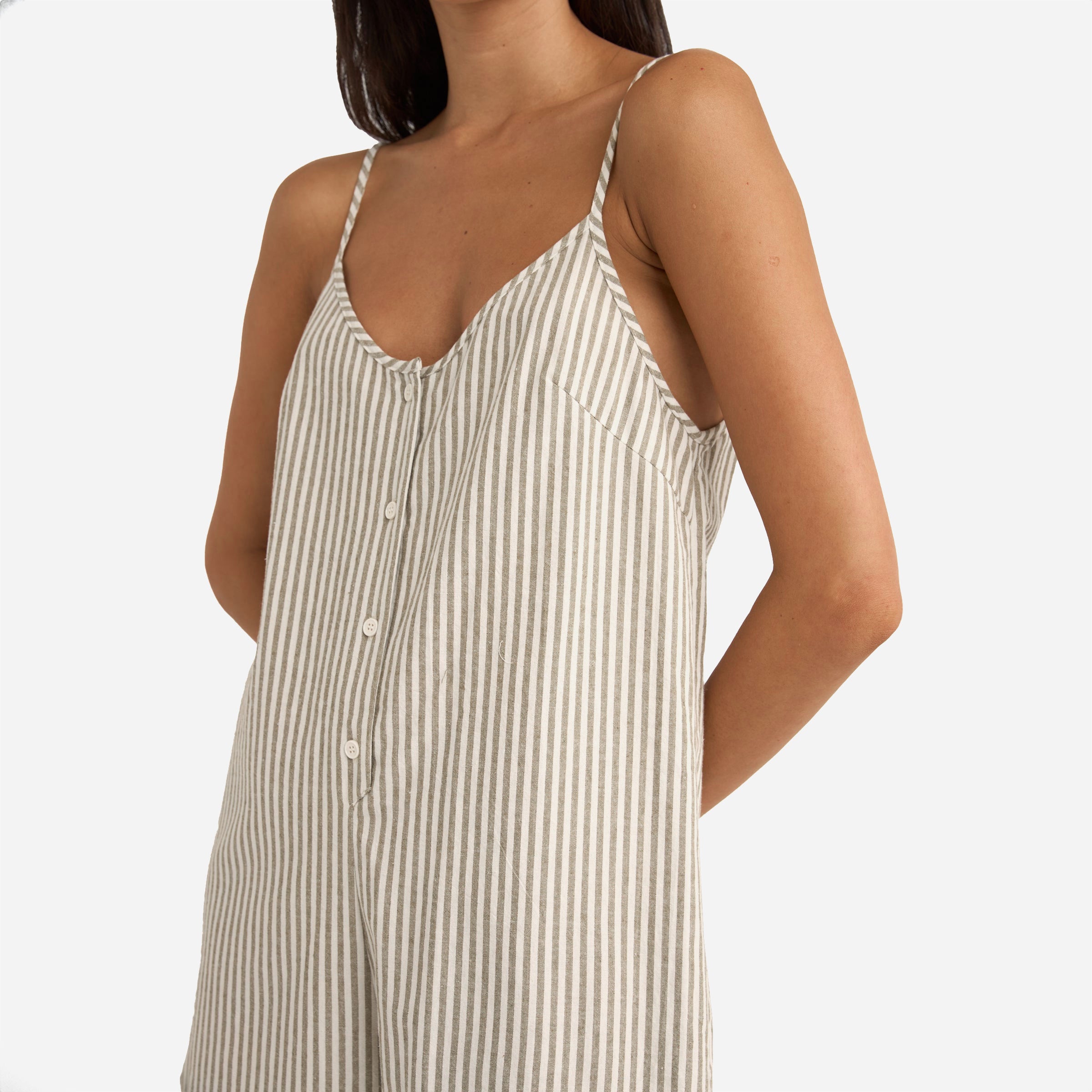 Rhythm - Valley Stripe Adjustable Romper - Ivy