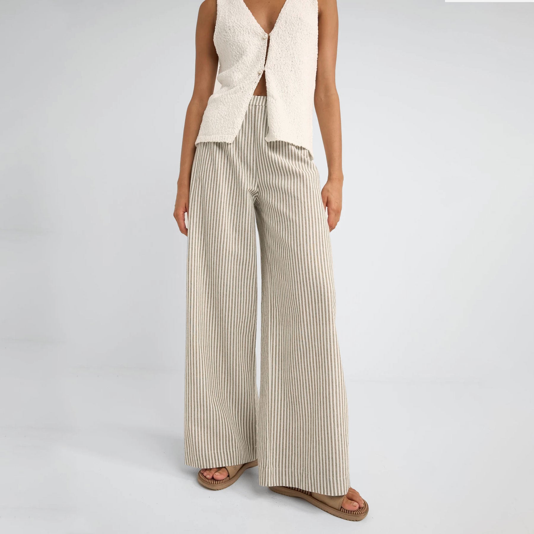 Rhythm - Valley Stripe Oversized Wide Leg Pant - Ivy