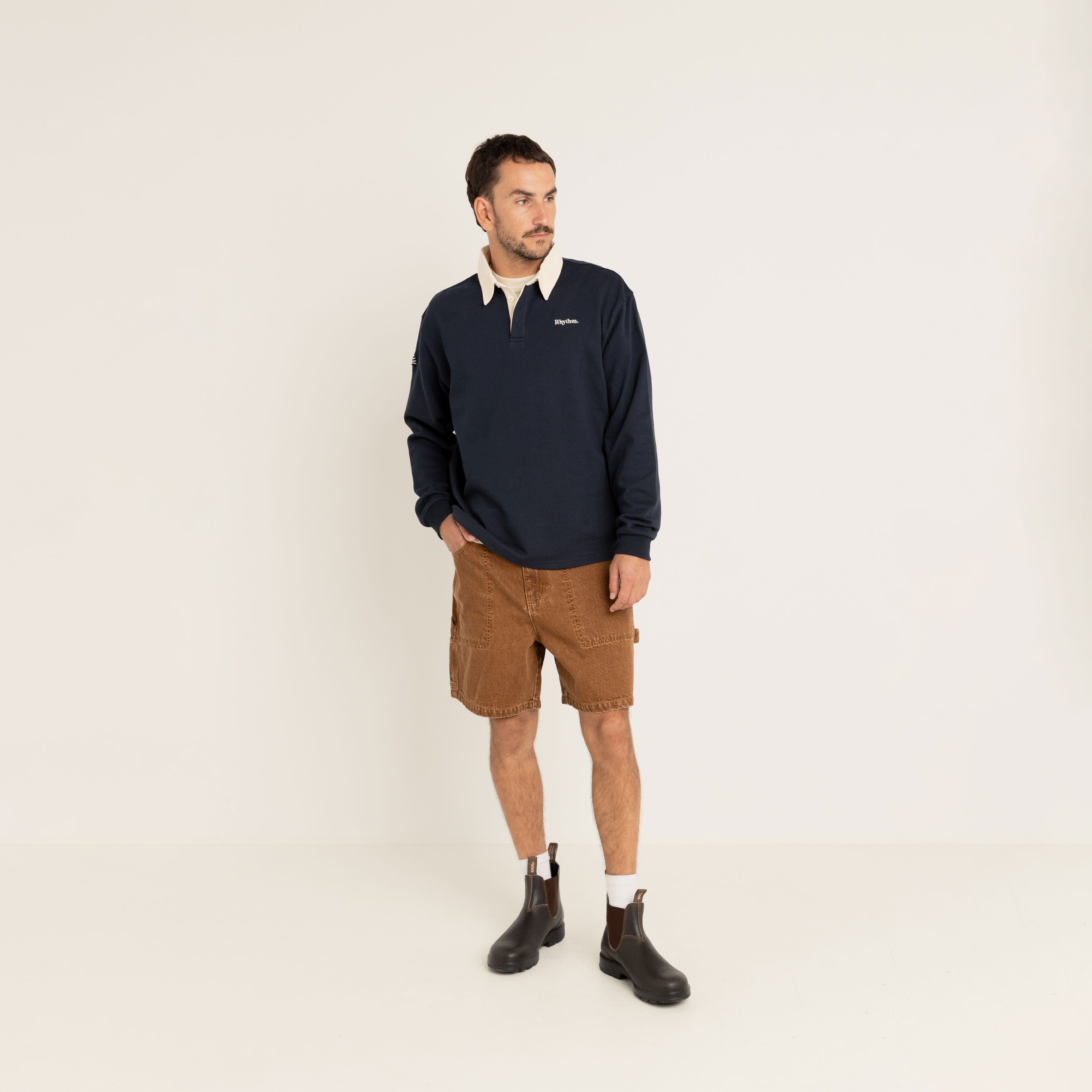 Rhythm - Vintage Rugby LS Polo - Indigo