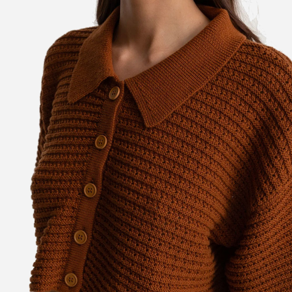 RHYTHM - EVERMORE KNIT SHORT SLEEVE SHIRT - Caramel