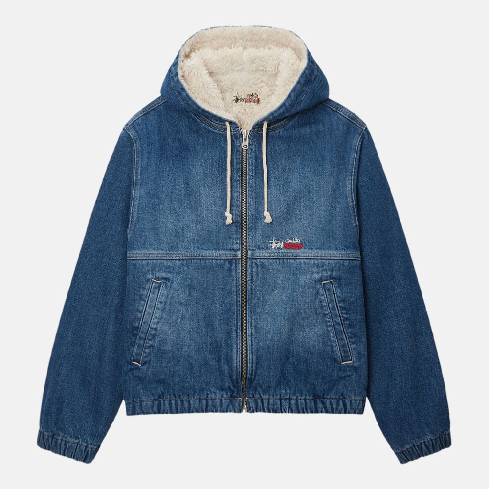 Stussy - Denim Sherpa Work Jacket - Washed Blue