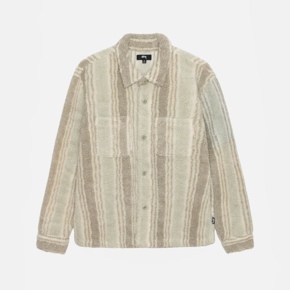 Stussy - Stripe Sherpa Shirt - Natural