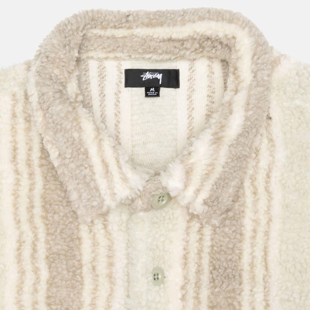 Stussy - Stripe Sherpa Shirt - Natural