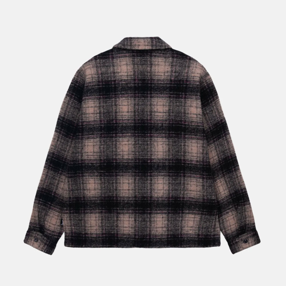 STUSSY - WOOL PLAID ZIP SHIRT - LILAC