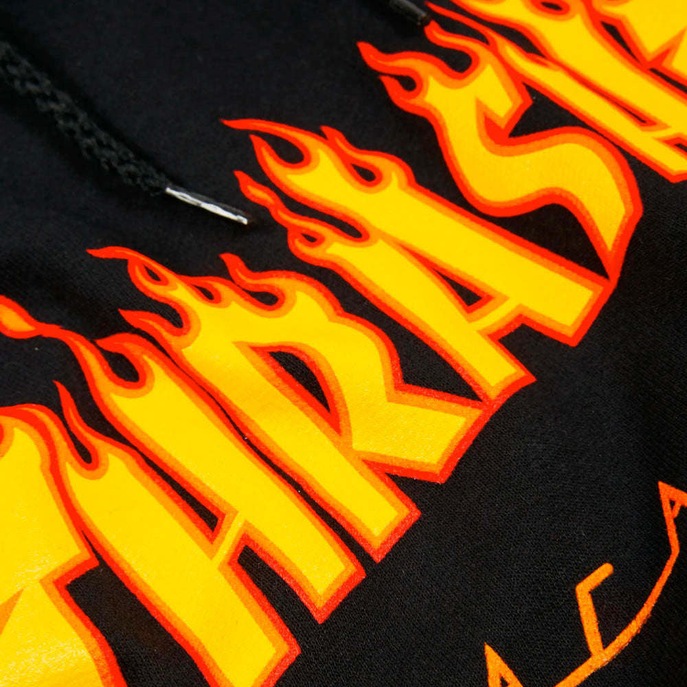 THRASHER - FLAME LOGO HOODY - BLACK