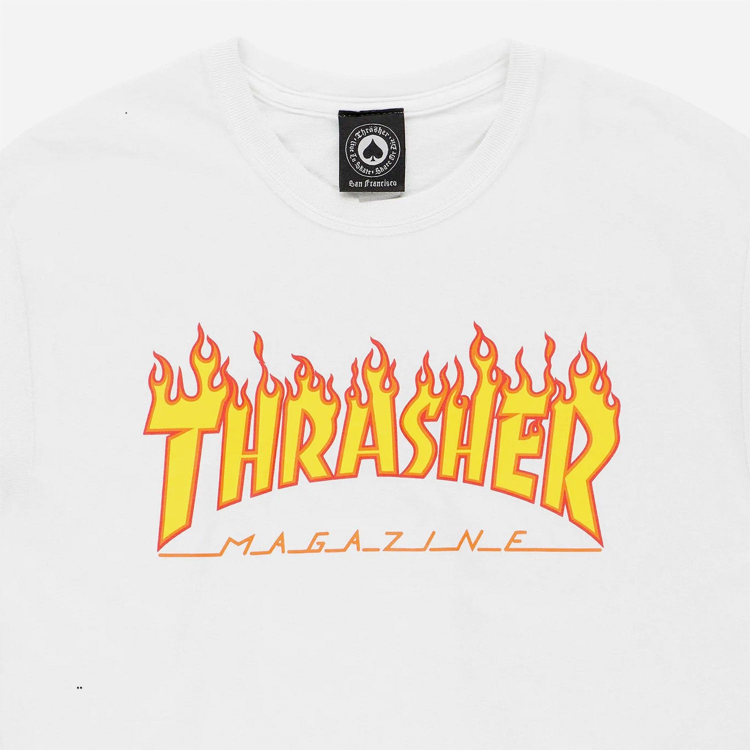 THRASHER FLAME LOGO TEE - White