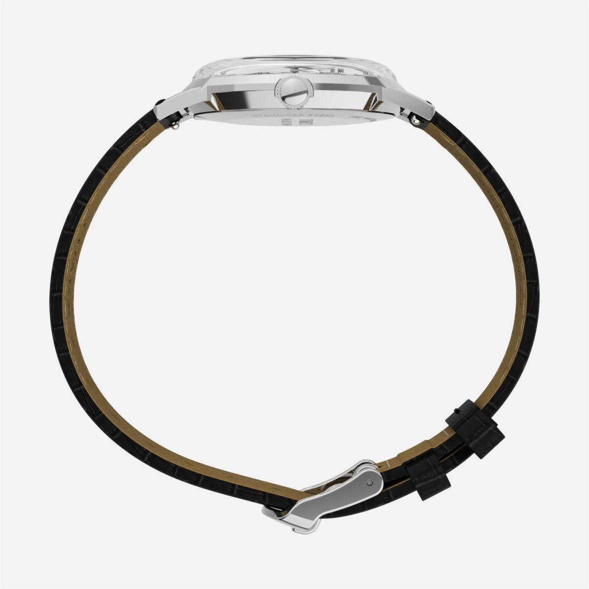 Timex - Marlin Quartz 34mm Leather Strap Watch - Silver White / Black Croco