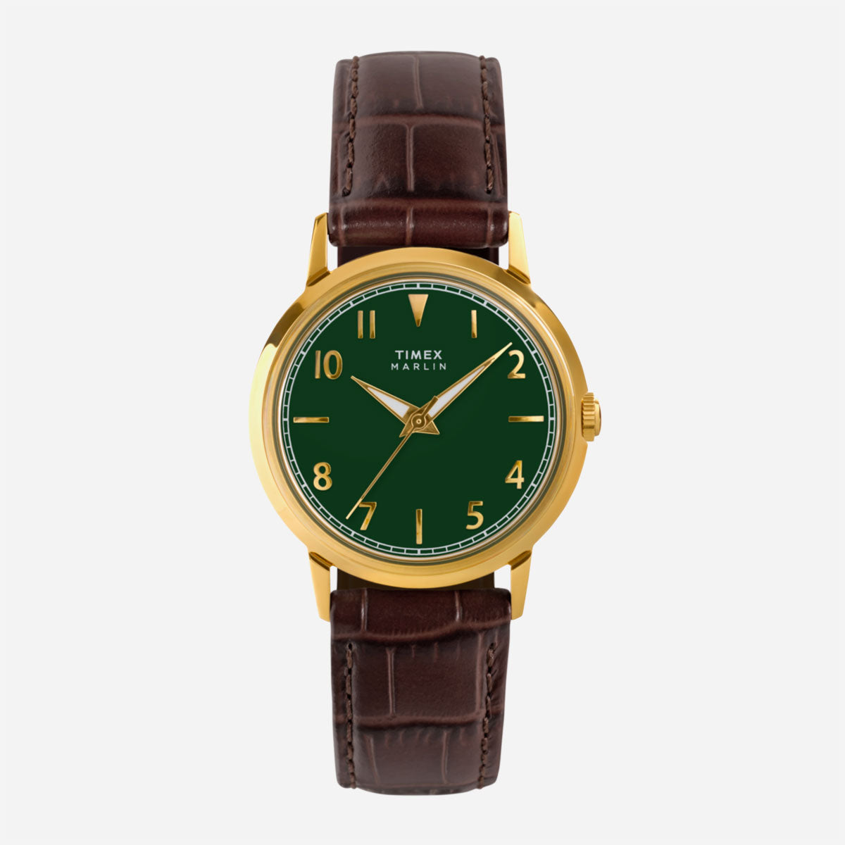 Timex - Marlin Quartz 34mm Leather Strap Watch - Green / Brown Croco