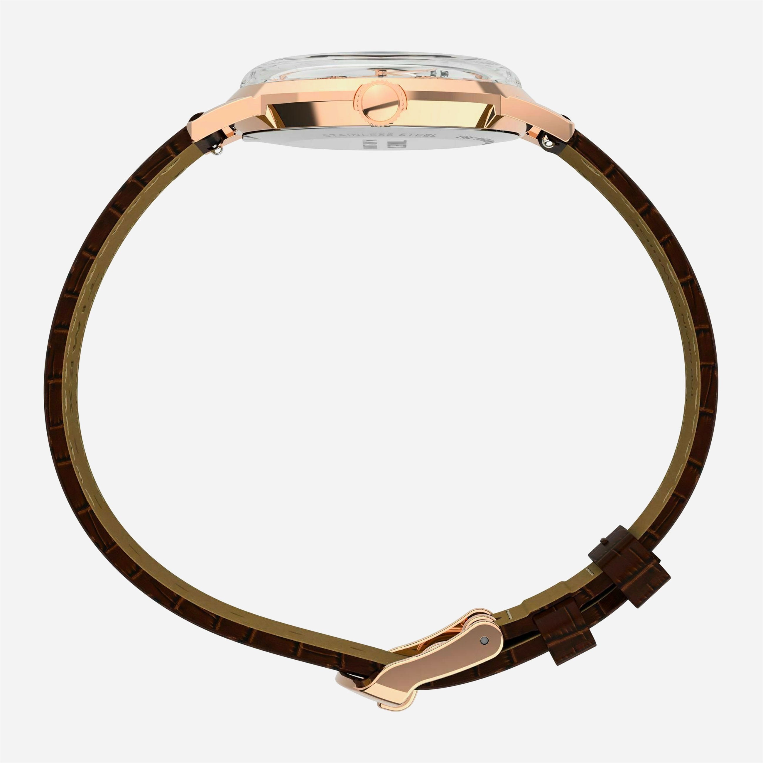 Timex - Marlin Quartz 34mm Leather Strap Watch - Silver White / Brown Croco