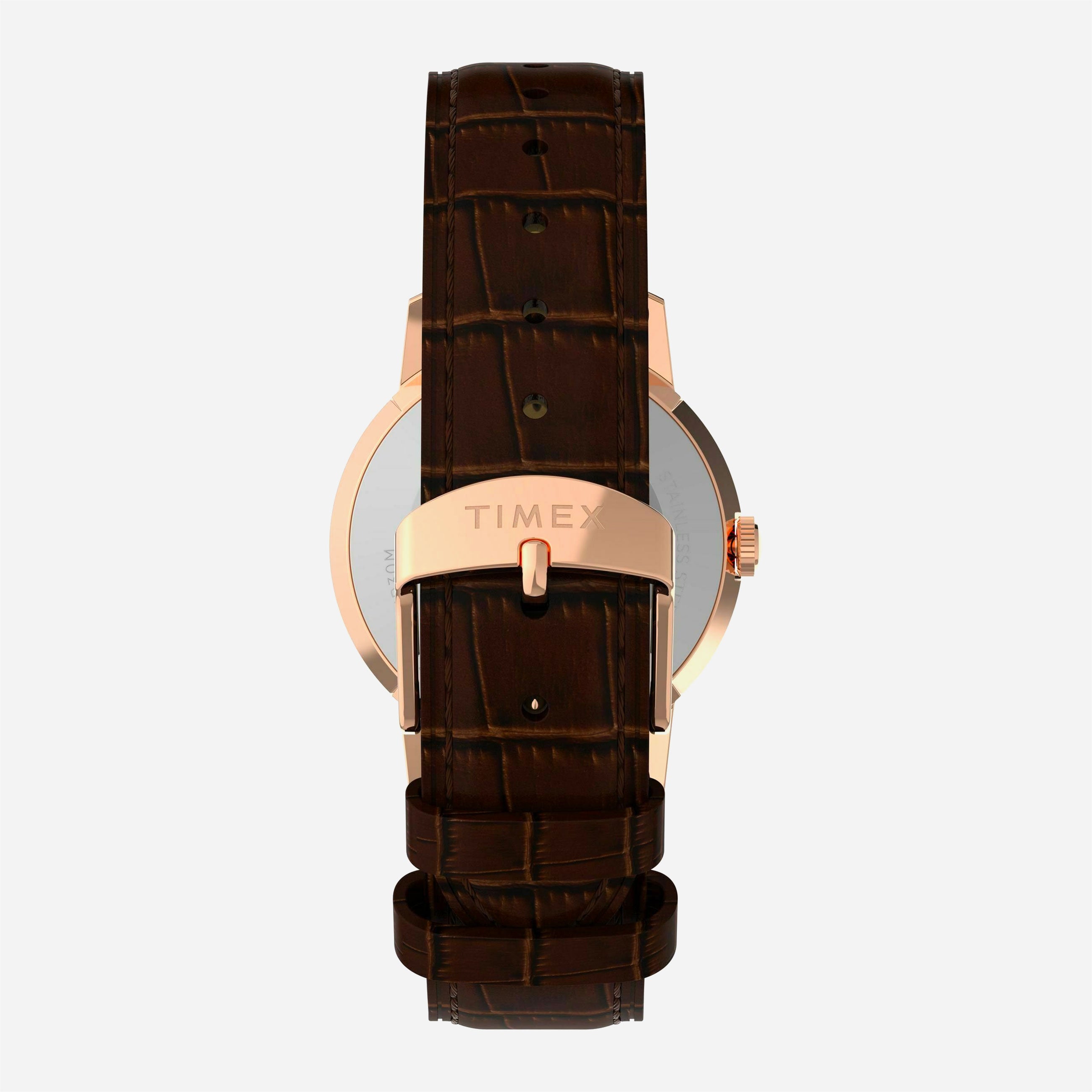 Timex - Marlin Quartz 34mm Leather Strap Watch - Silver White / Brown Croco