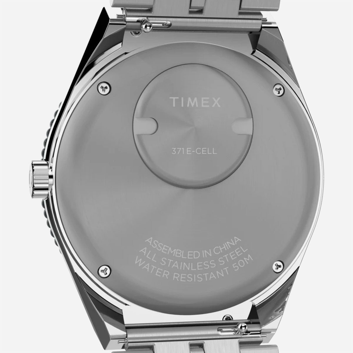 Timex - Q Timex GMT 38mm Stainless Steel Bracelet Watch - Navy / Red Top Ring