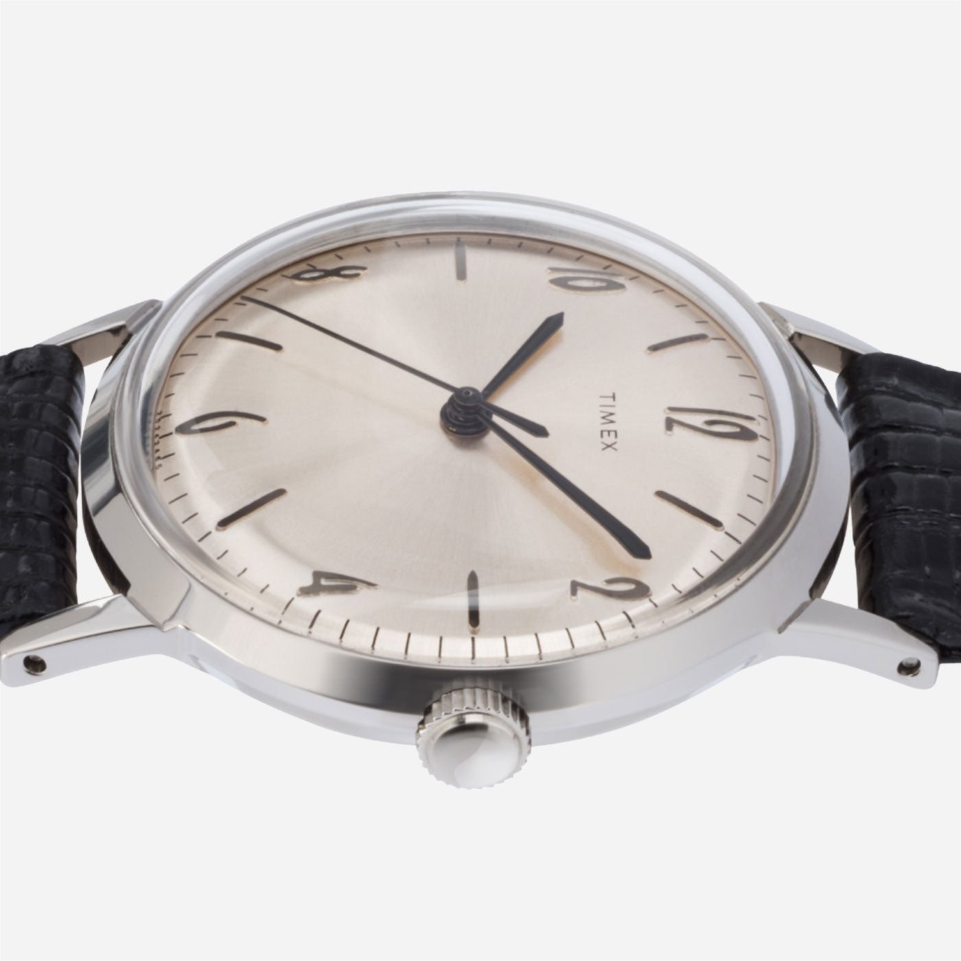 Timex - Marlin® Hand-Wound 34mm Leather Strap Watch - Black / Stainless Steel