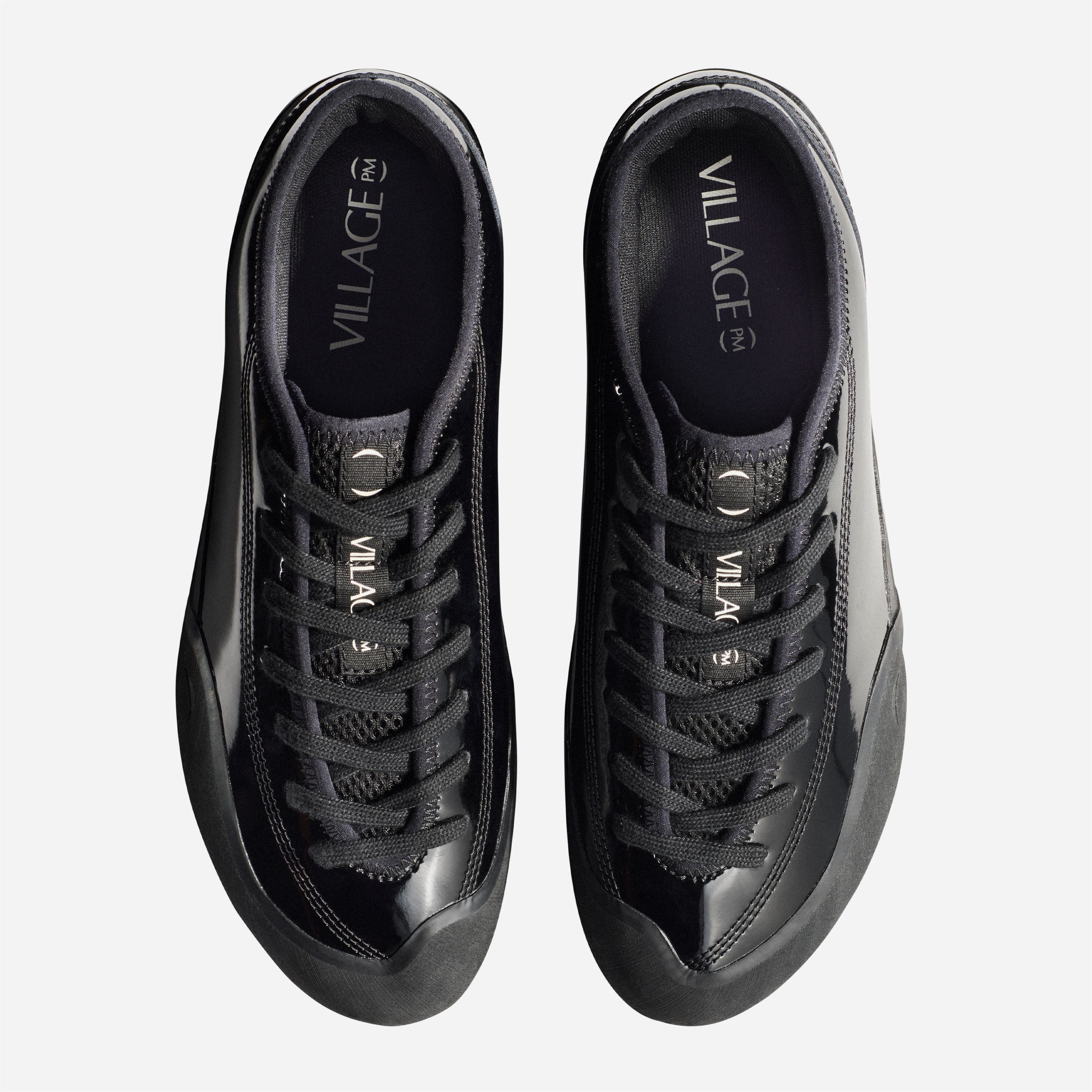 Village PM - 1.30 PM PU Coated Leather - Gloss Black / Natural Black