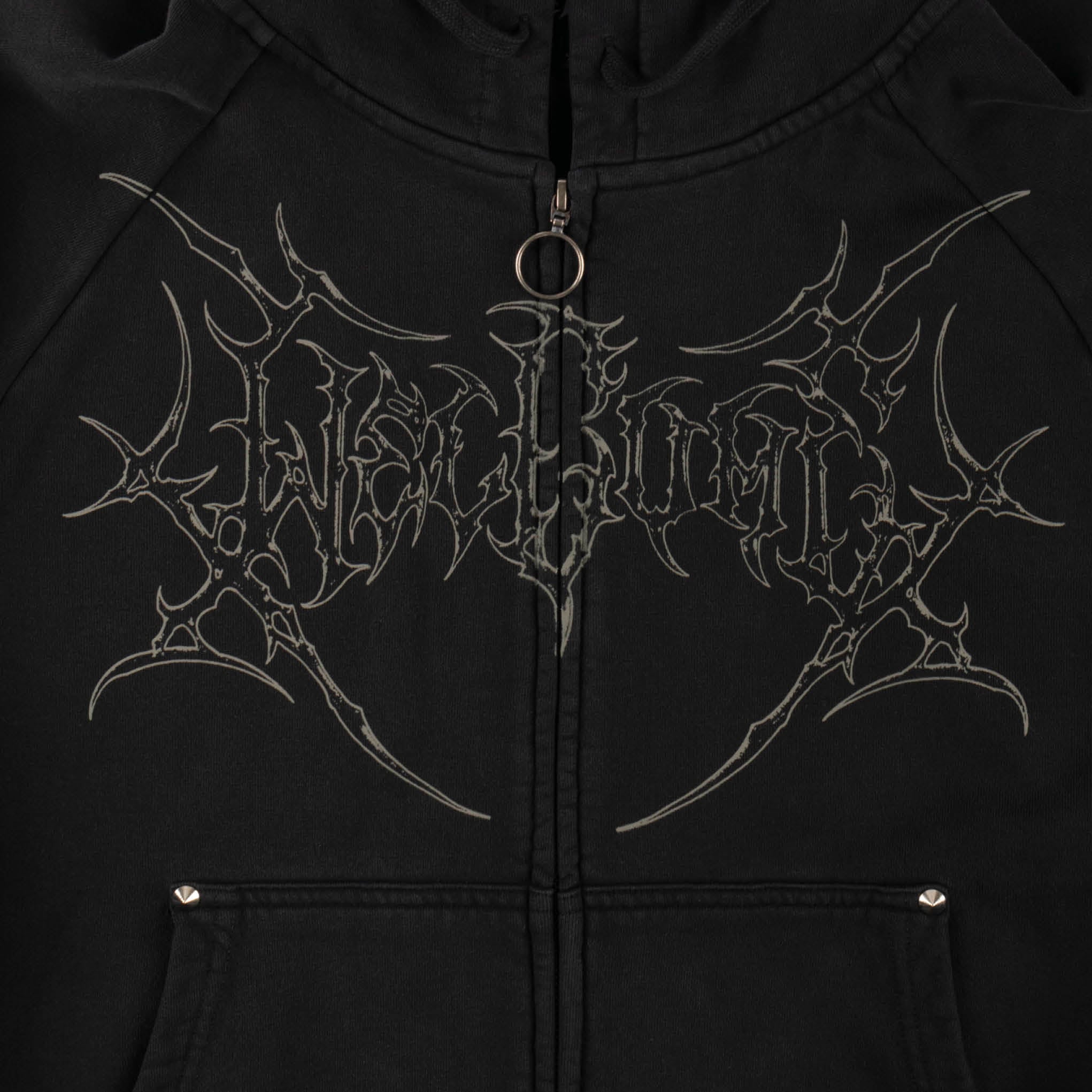 Welcome - Grapple Cropped Zip Hoodie - Black