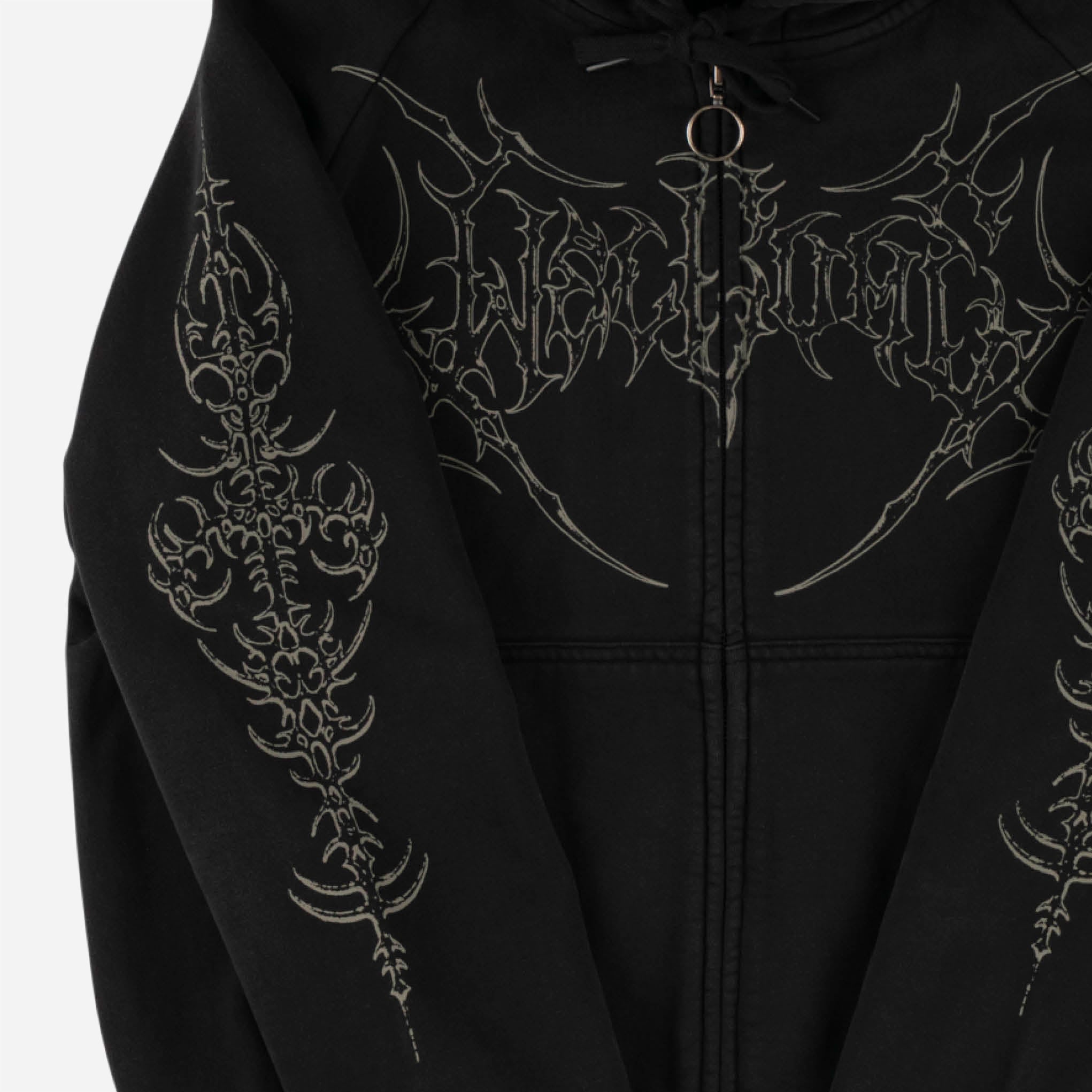 Welcome - Grapple Cropped Zip Hoodie - Black