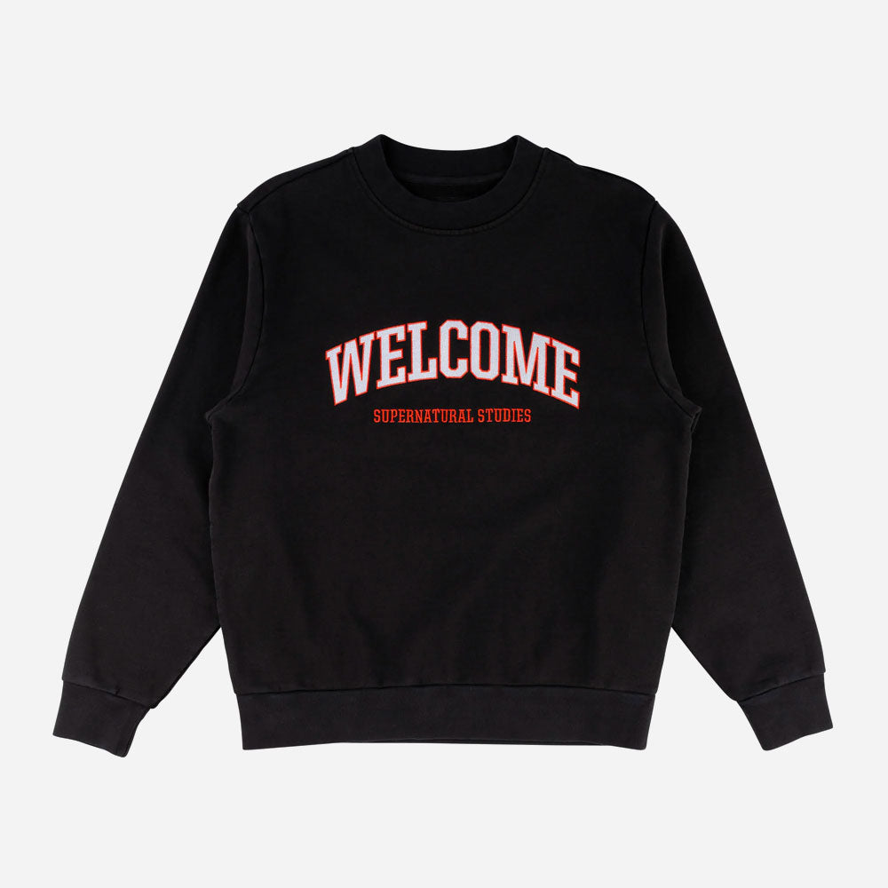 WELCOME SKATEBOARDS - STUDENT EMBROIDERED PIGMENT DYED CREW - Black