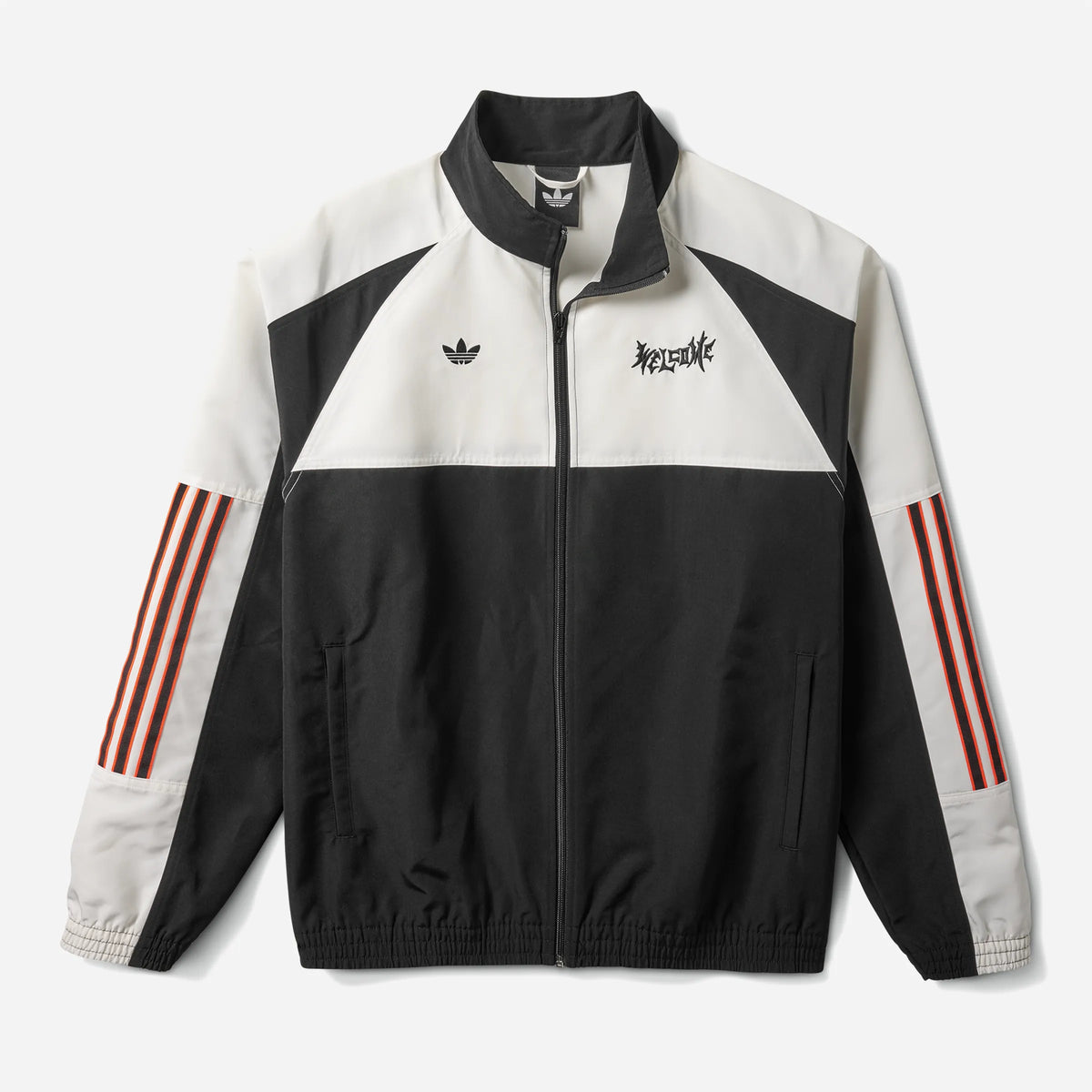 Veste de survêtement Adidas Skateboarding x Welcome Gatsele noir et blanc, vue de face