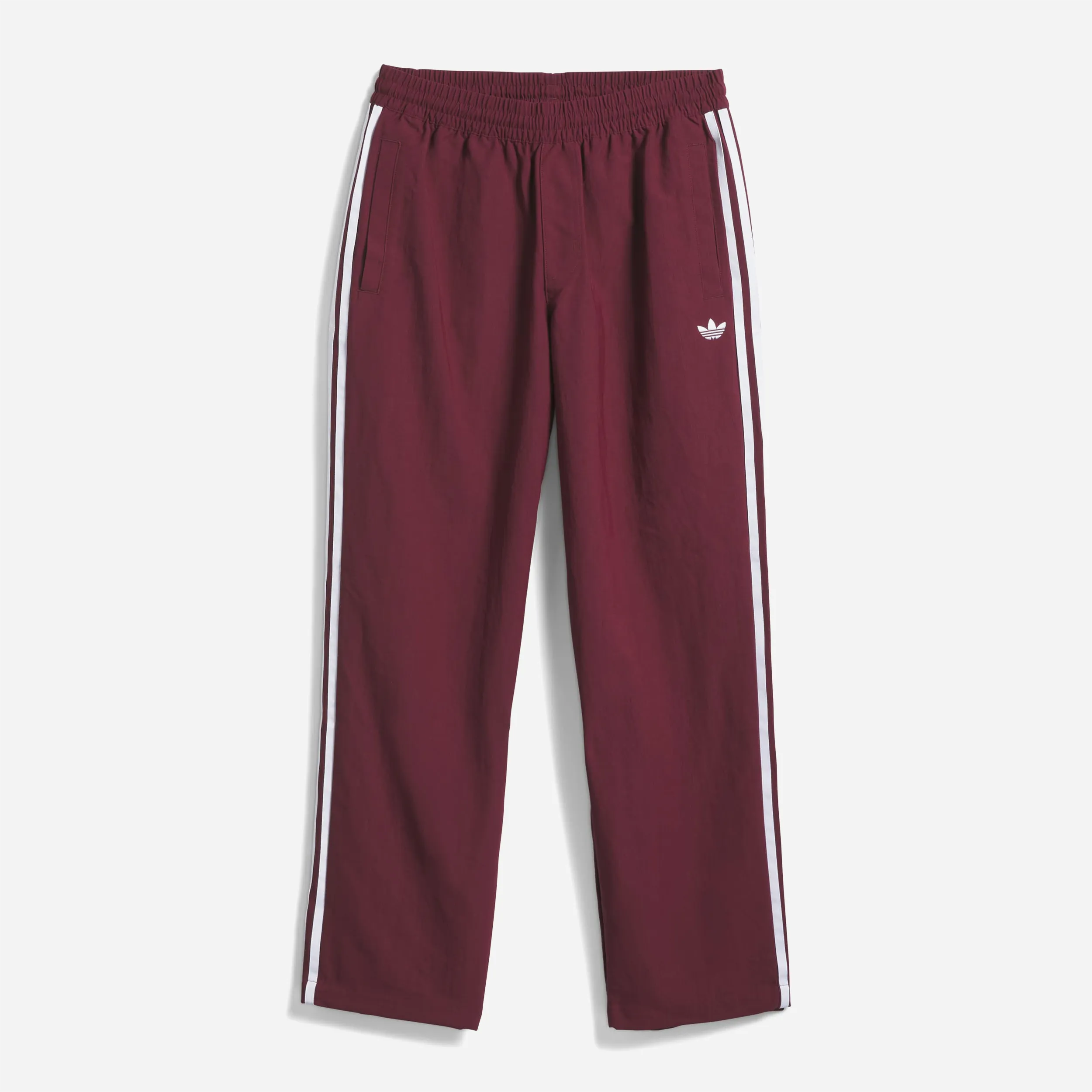 Pantalon de survêtement Adidas Superfire bordeaux et blanc vue de face.