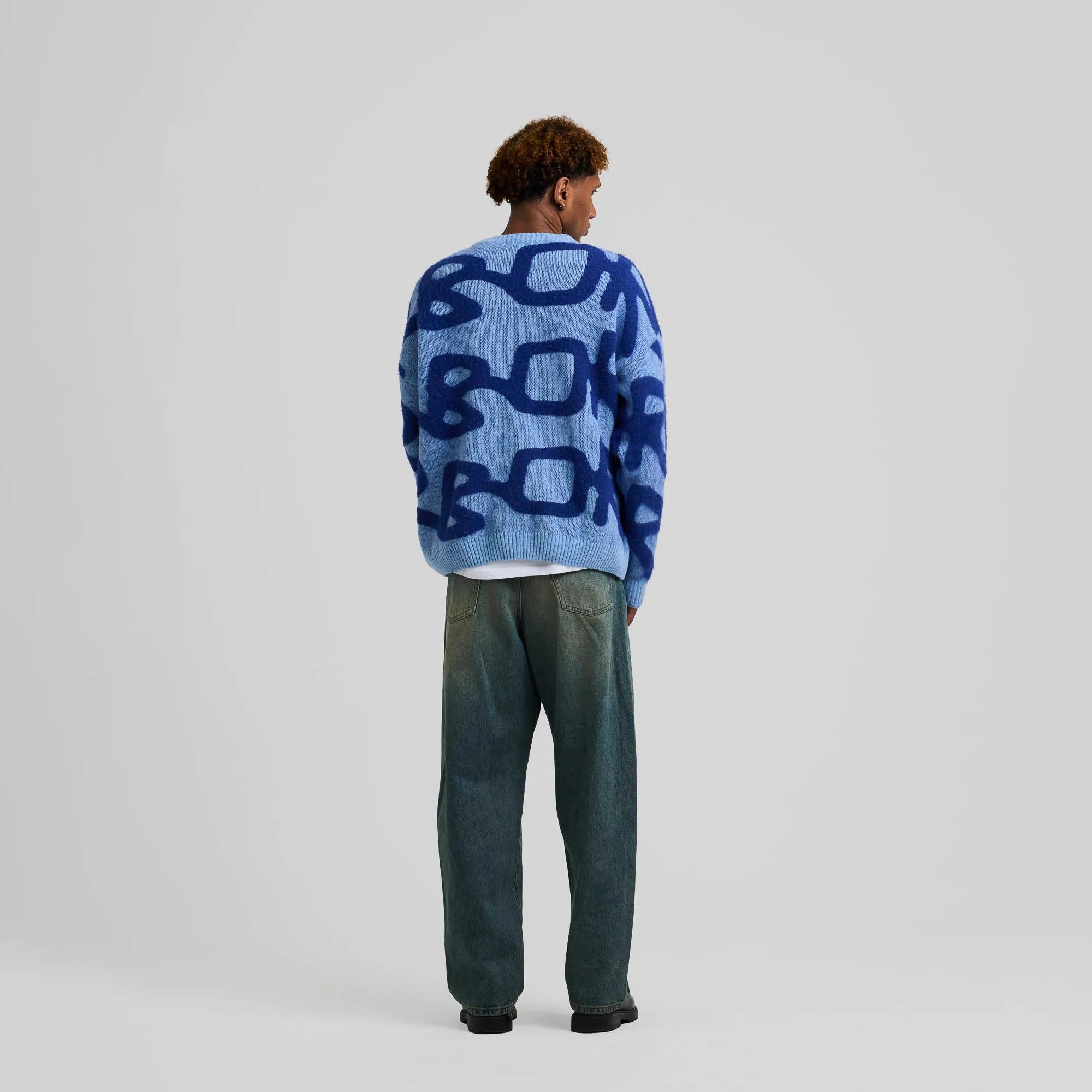 Pull Arbor Antwerp Big Logo Alpaca Knit Blue