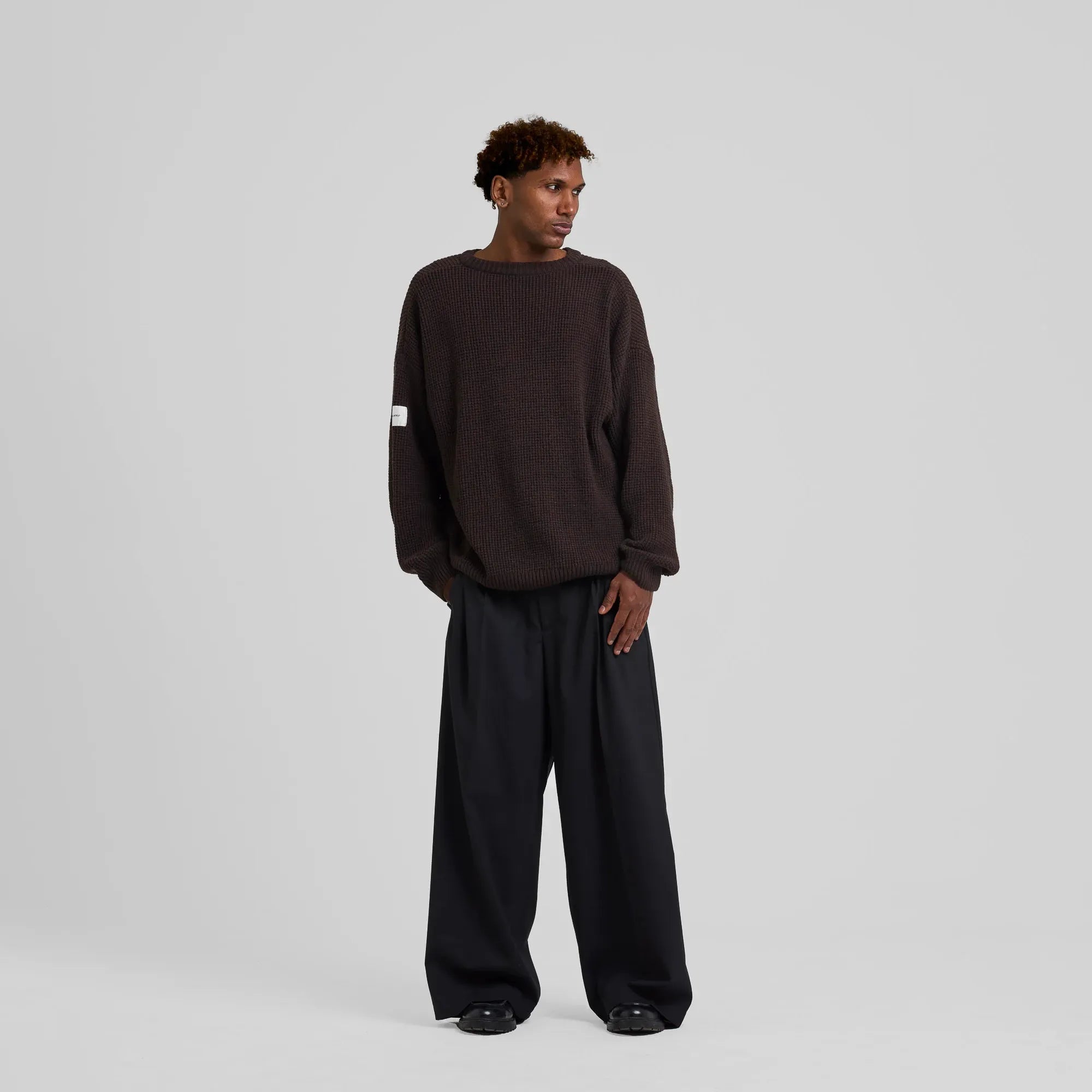 Arbor Antwerp Textured Knit Sweater Brown